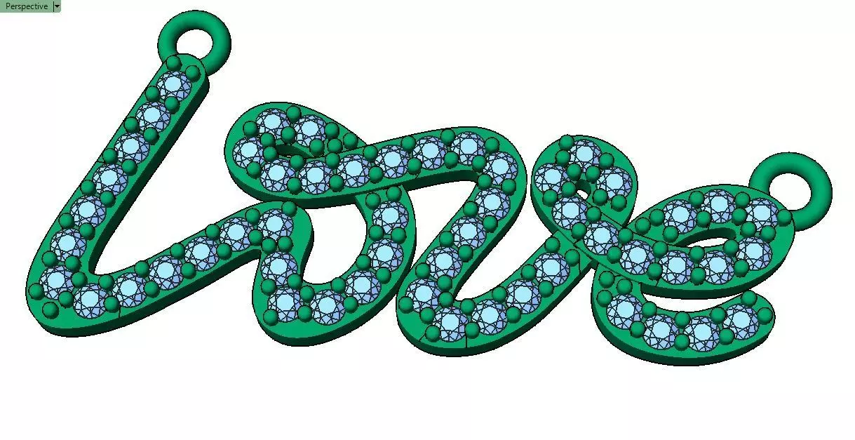 Love Script Pendant jewelry 3D model - for Him and Her 3D print model_27