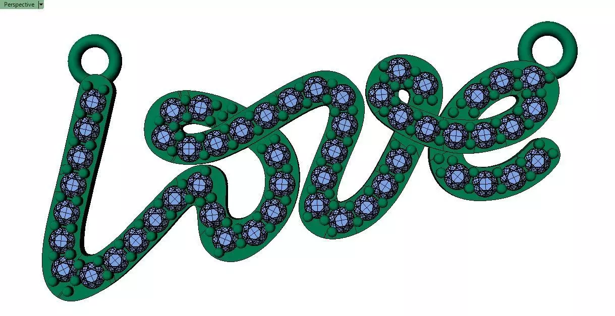 Love Script Pendant jewelry 3D model - for Him and Her 3D print model_28