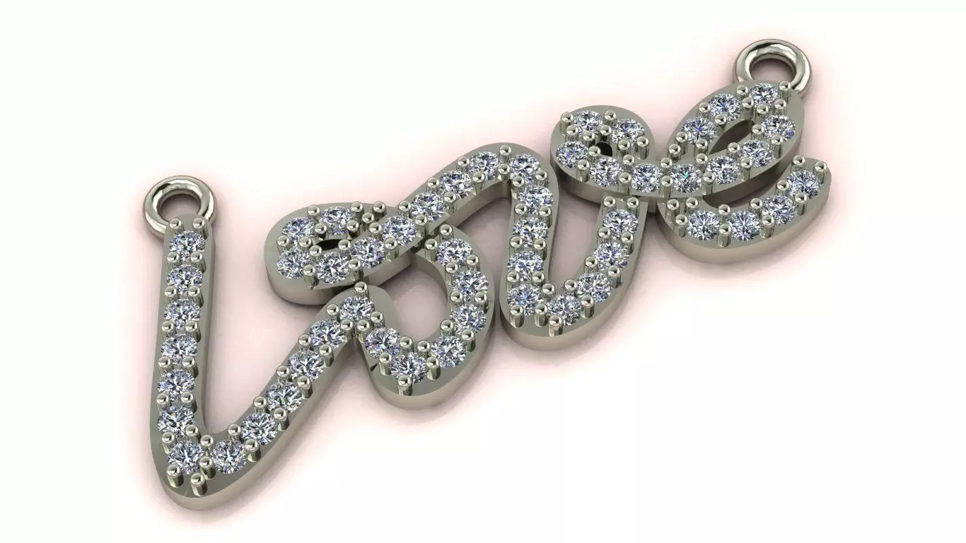 Love Script Pendant jewelry 3D model - for Him and Her 3D print model_3