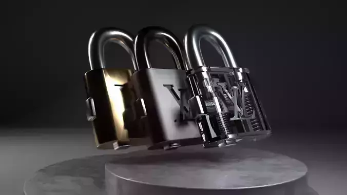 LV Padlock Glass-Platinum-Gold Materials