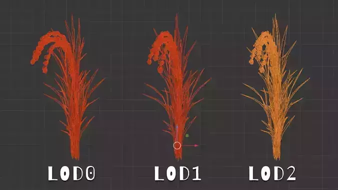 Rice Farm Growth Stages  LOD 3D Bundle Low-poly 3D model 4