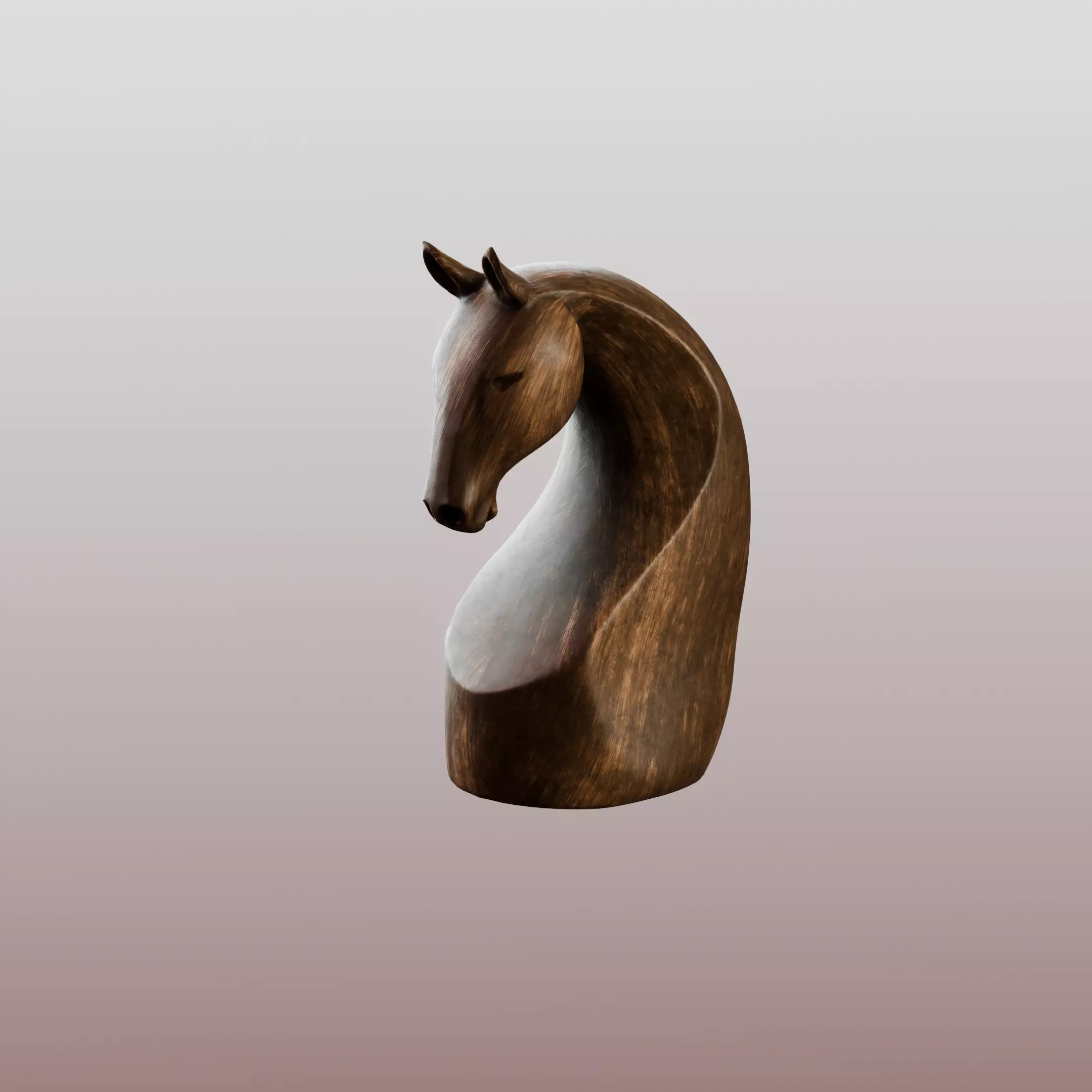 Wooden Horse Sculpture Low-poly 3D model