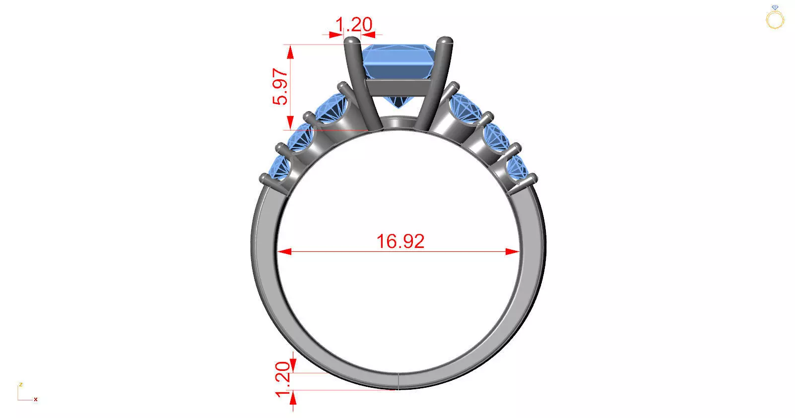 Radiant Engagement Ring 3D print model_4