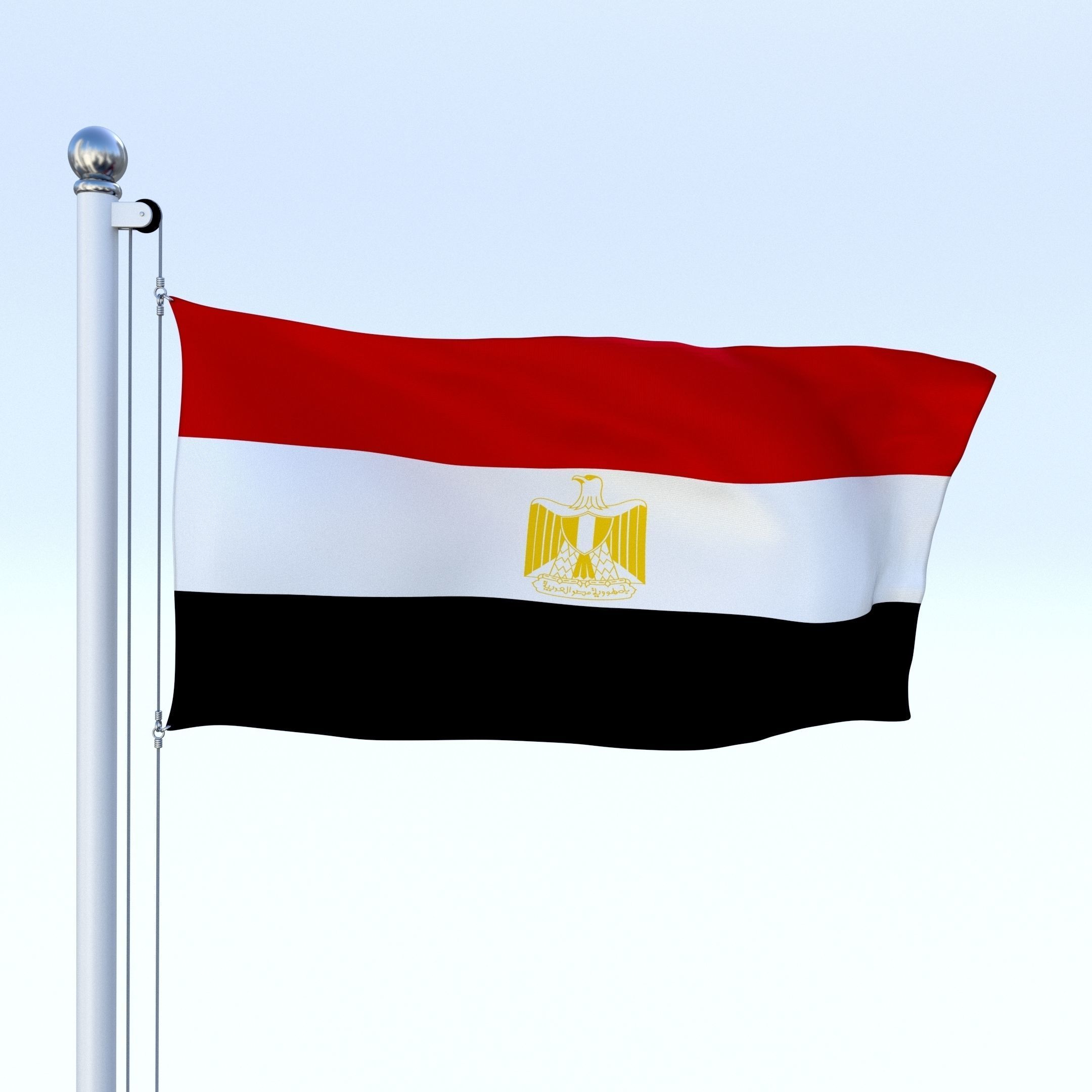 Animated Egypt Flag Low-poly 3D model_10