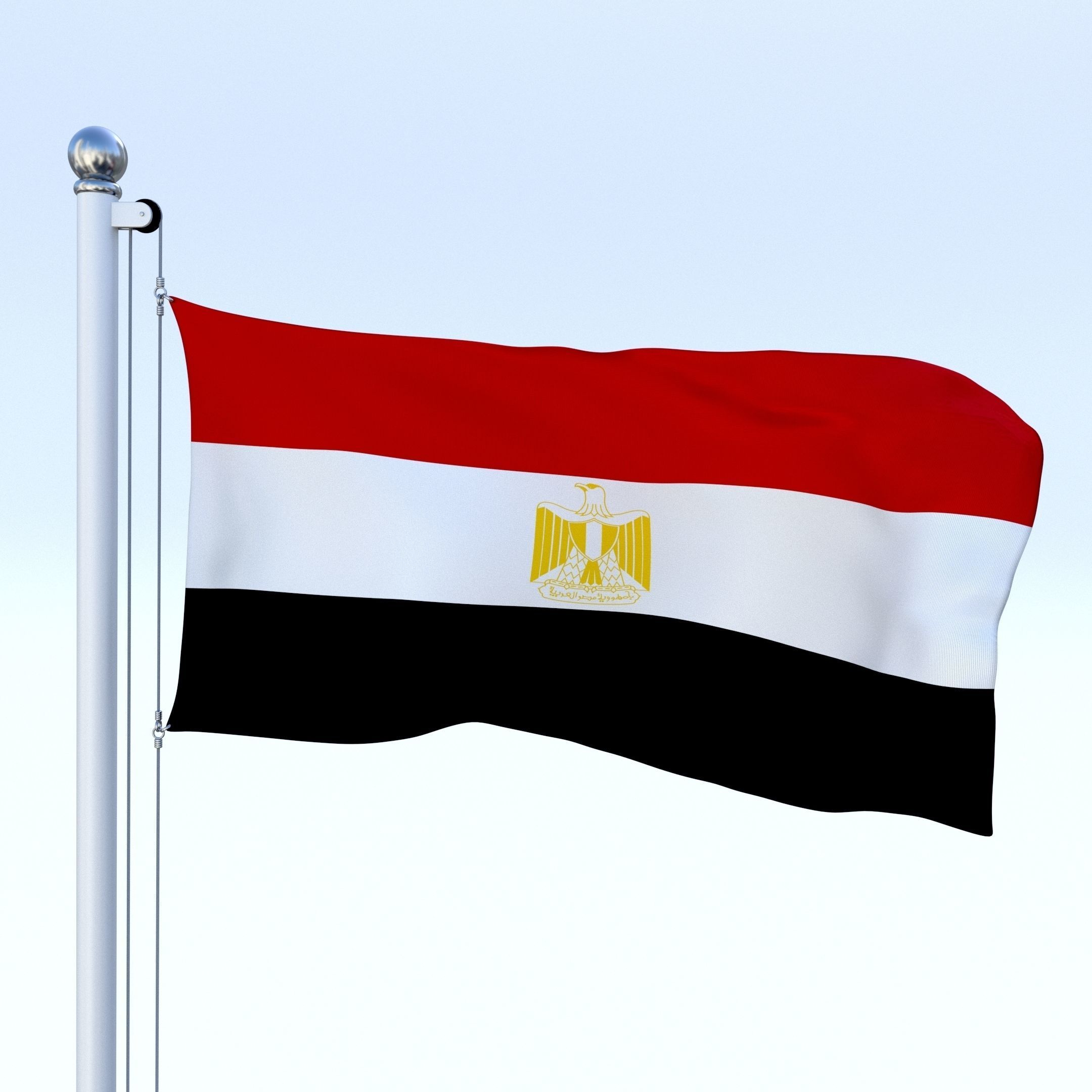 Animated Egypt Flag Low-poly 3D model_3