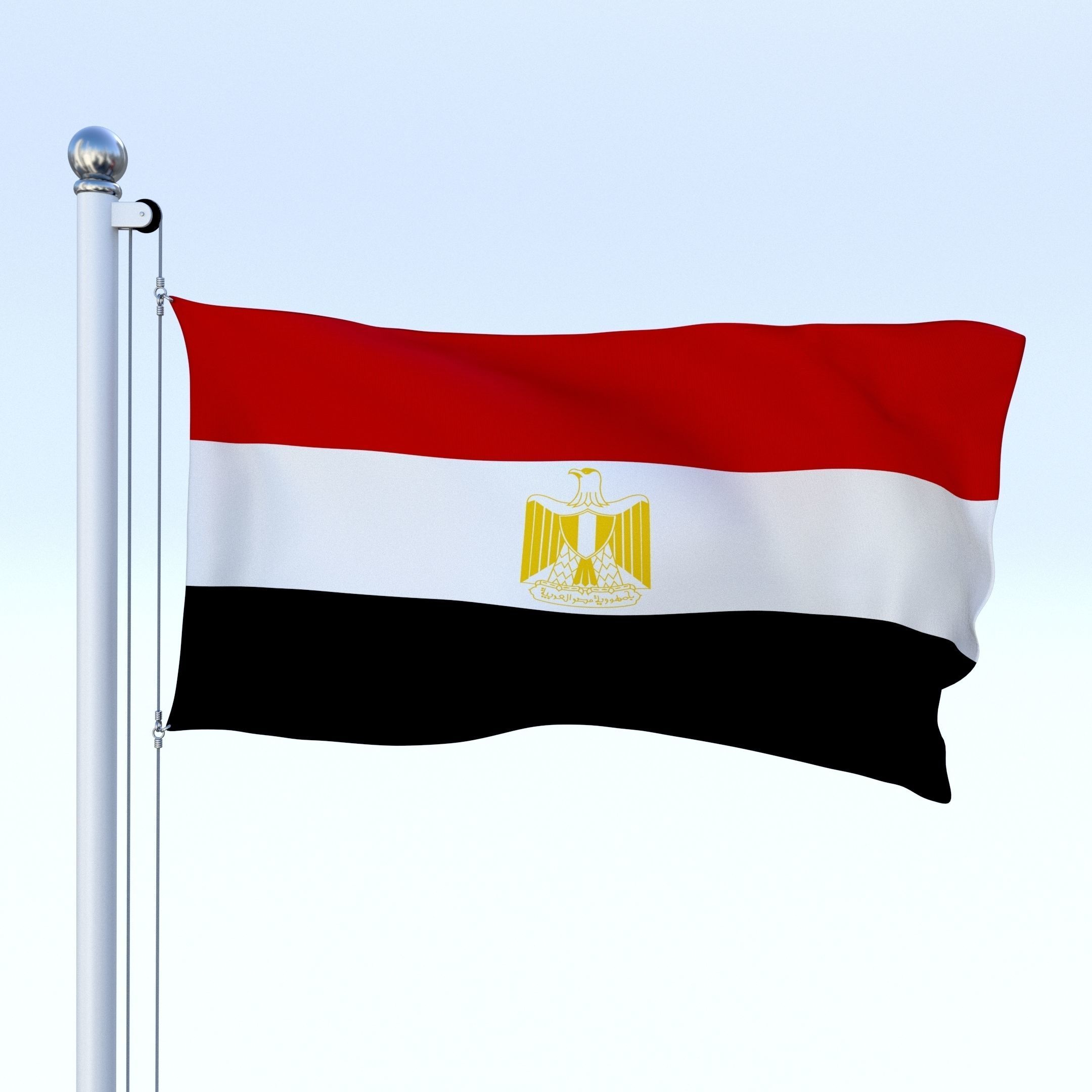 Animated Egypt Flag Low-poly 3D model_11