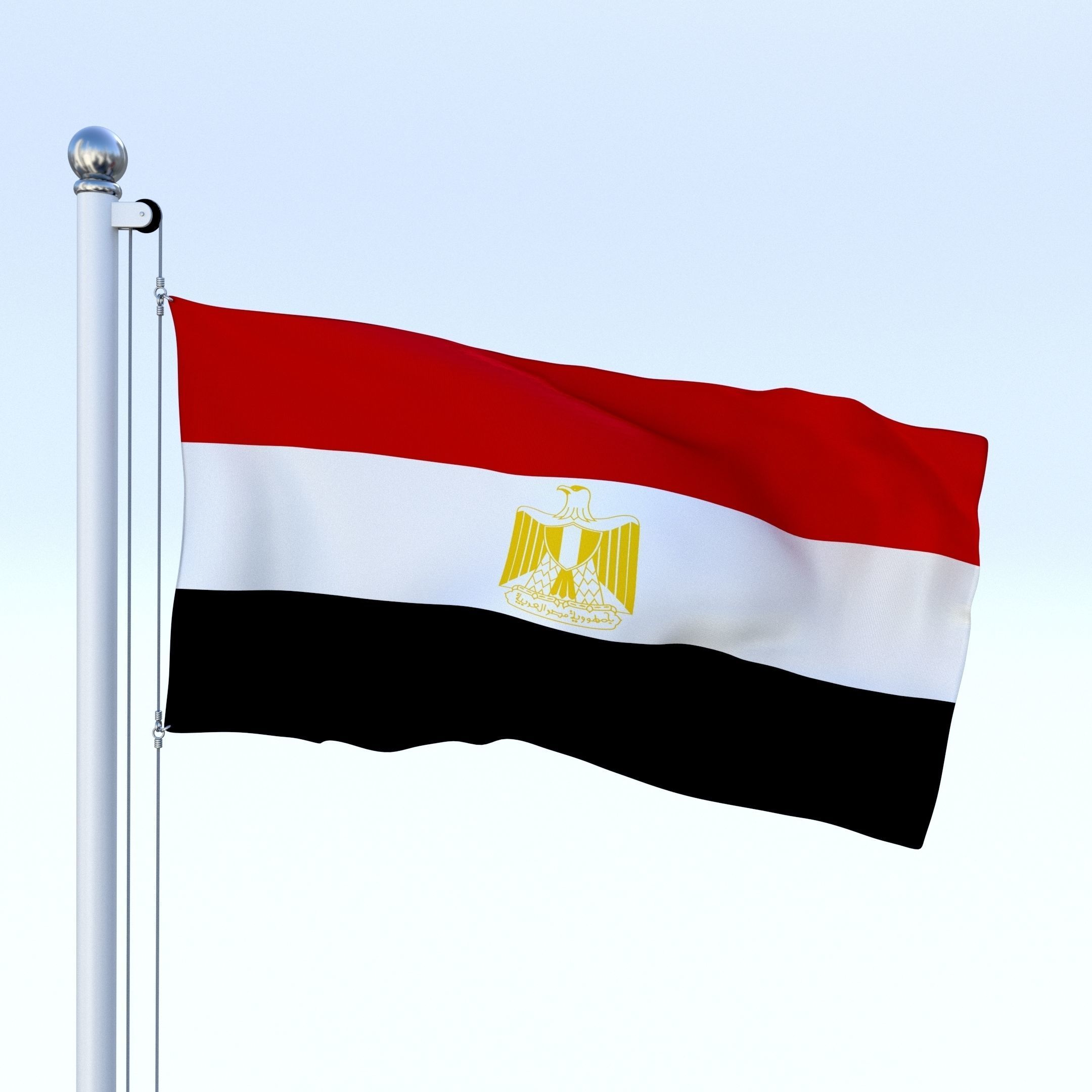 Animated Egypt Flag Low-poly 3D model_4