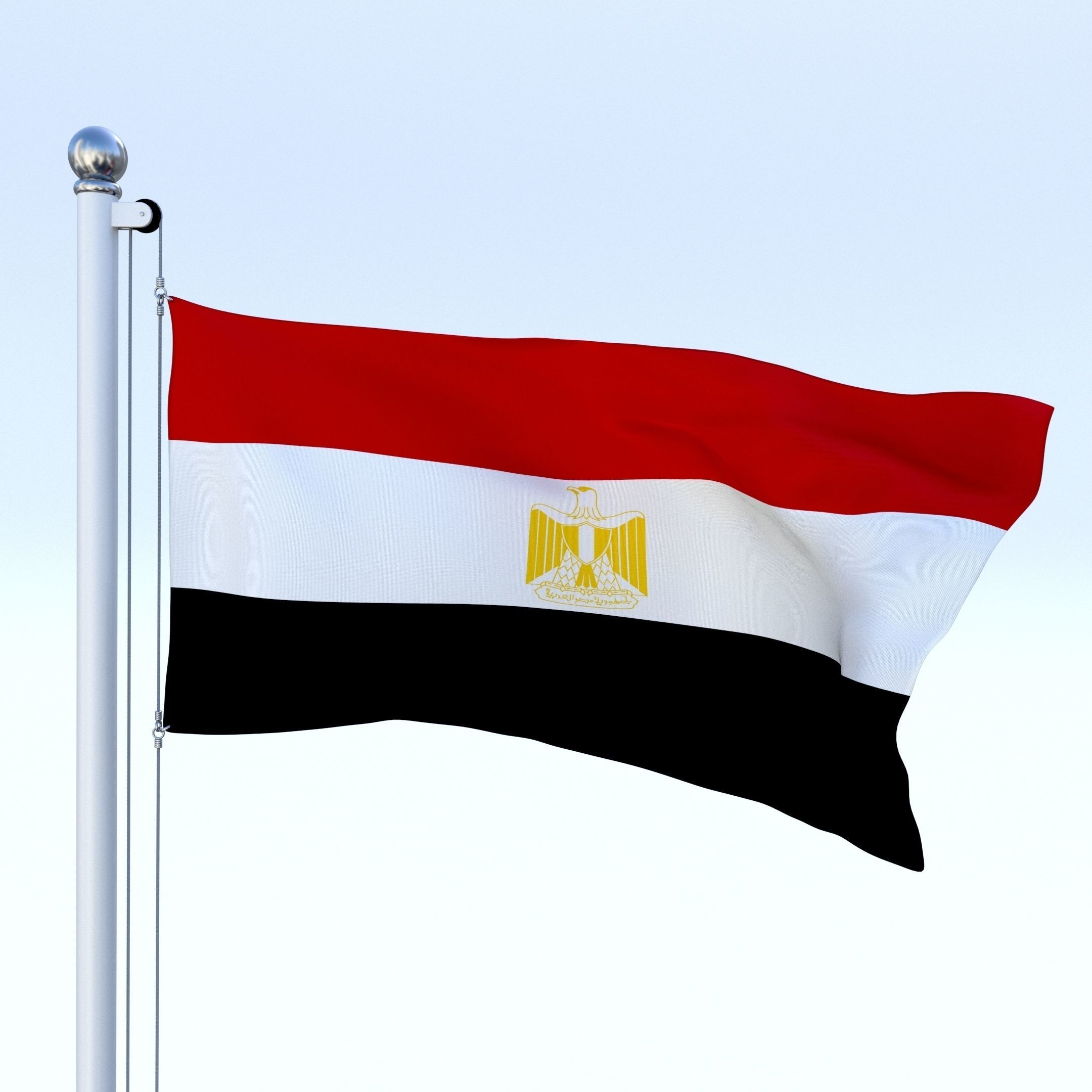 Animated Egypt Flag Low-poly 3D model_5