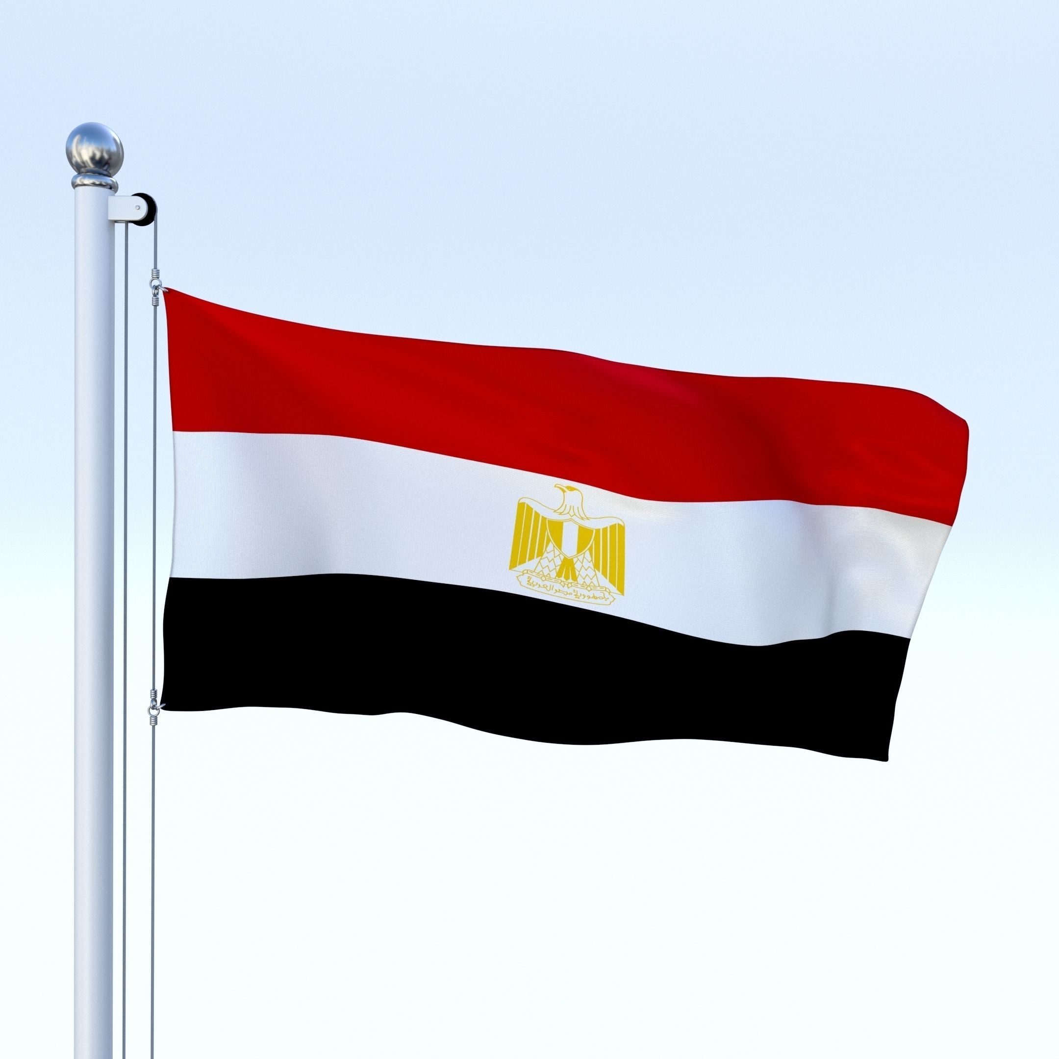 Animated Egypt Flag Low-poly 3D model_2