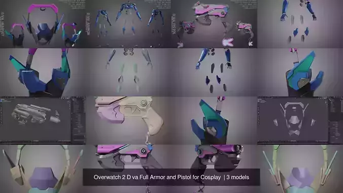 Overwatch 2 D va Full Armor and Pistol for Cosplay 