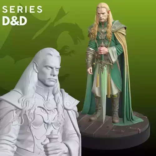 Elf Elven Ranger STL Tabletop RPG Character 3D