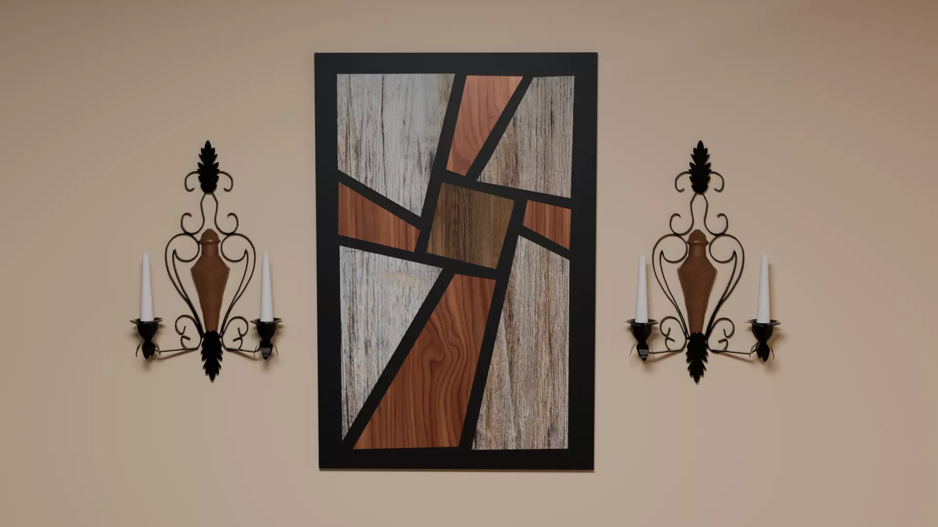 Wood Sunburst Abstract Wall Art Low-poly 3D model_0