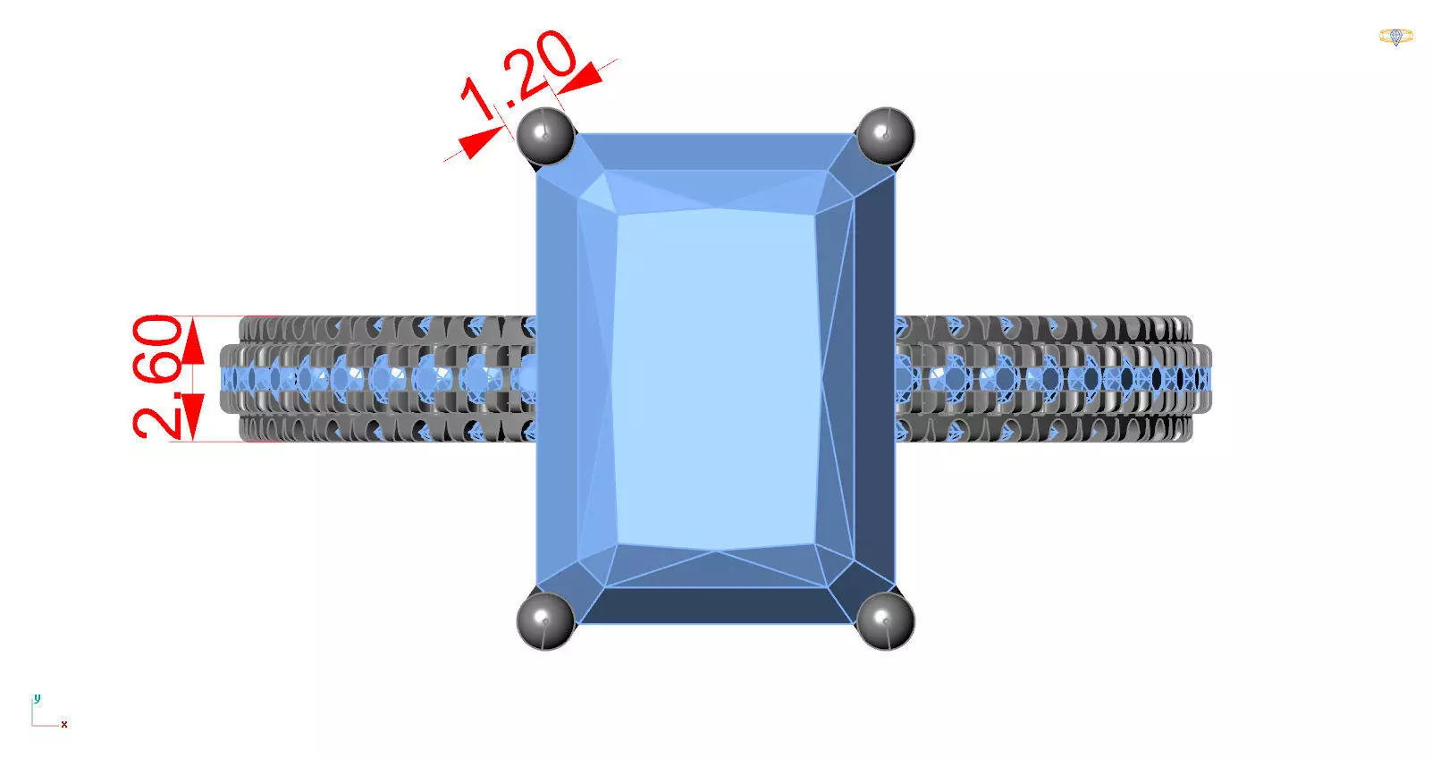 Radiant Engagement Ring  3D print model_6