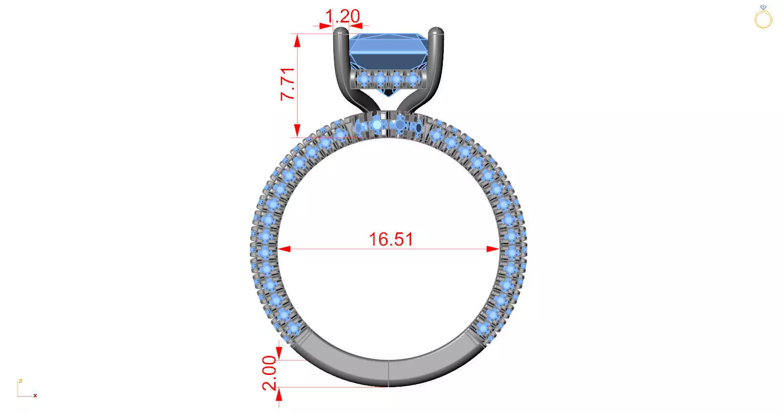 Radiant Engagement Ring  3D print model_5