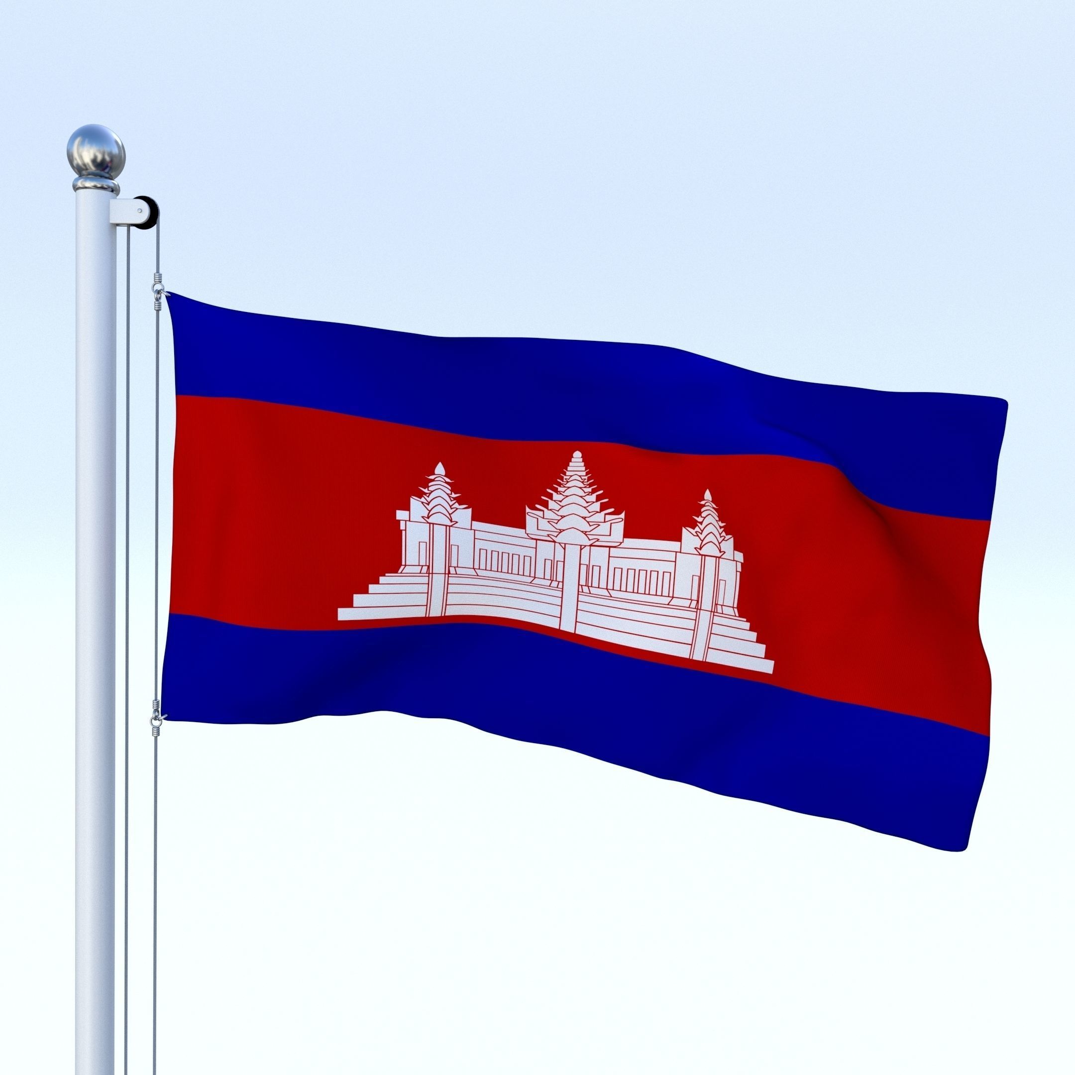 Animated Cambodia Flag Low-poly 3D model_17