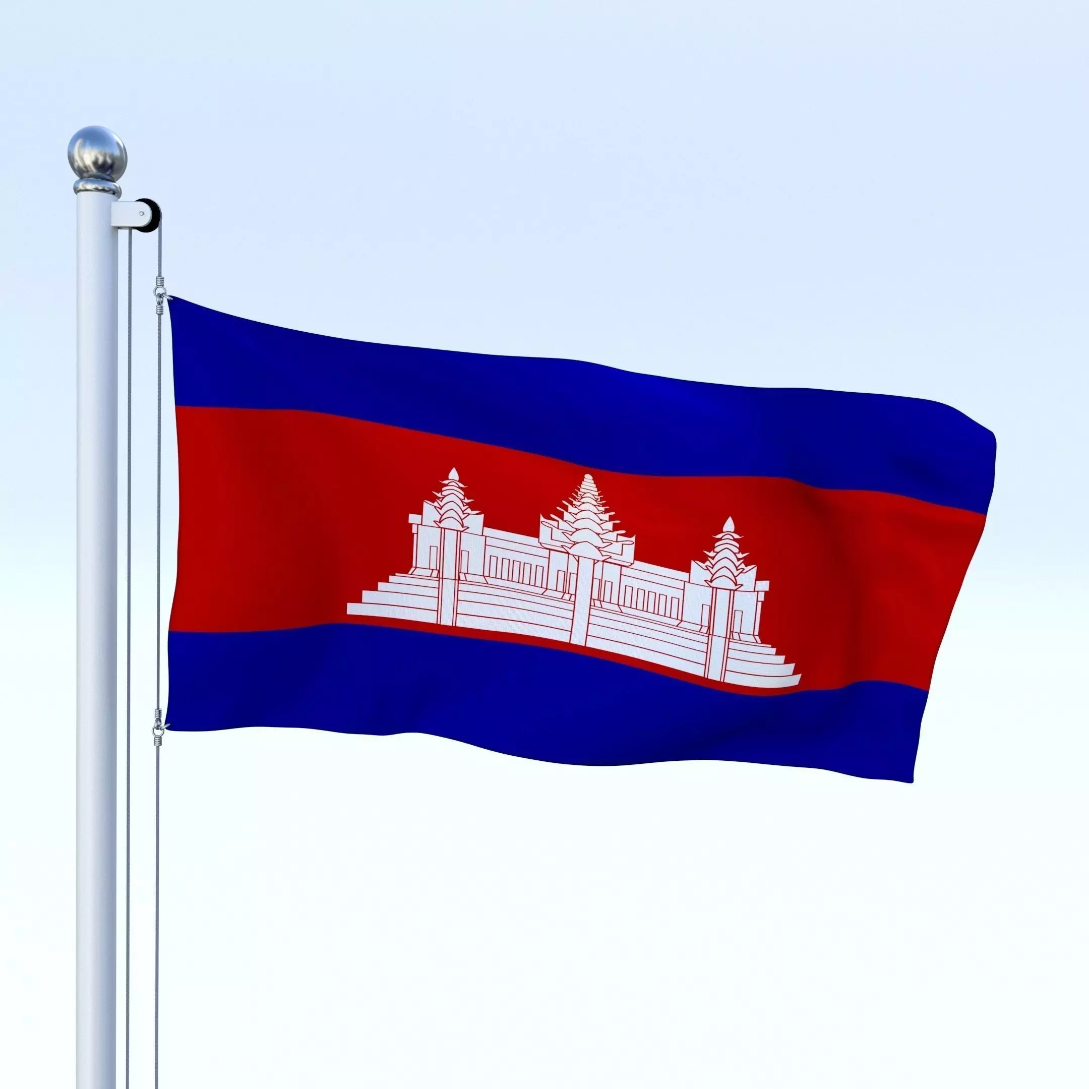 Animated Cambodia Flag Low-poly 3D model_0