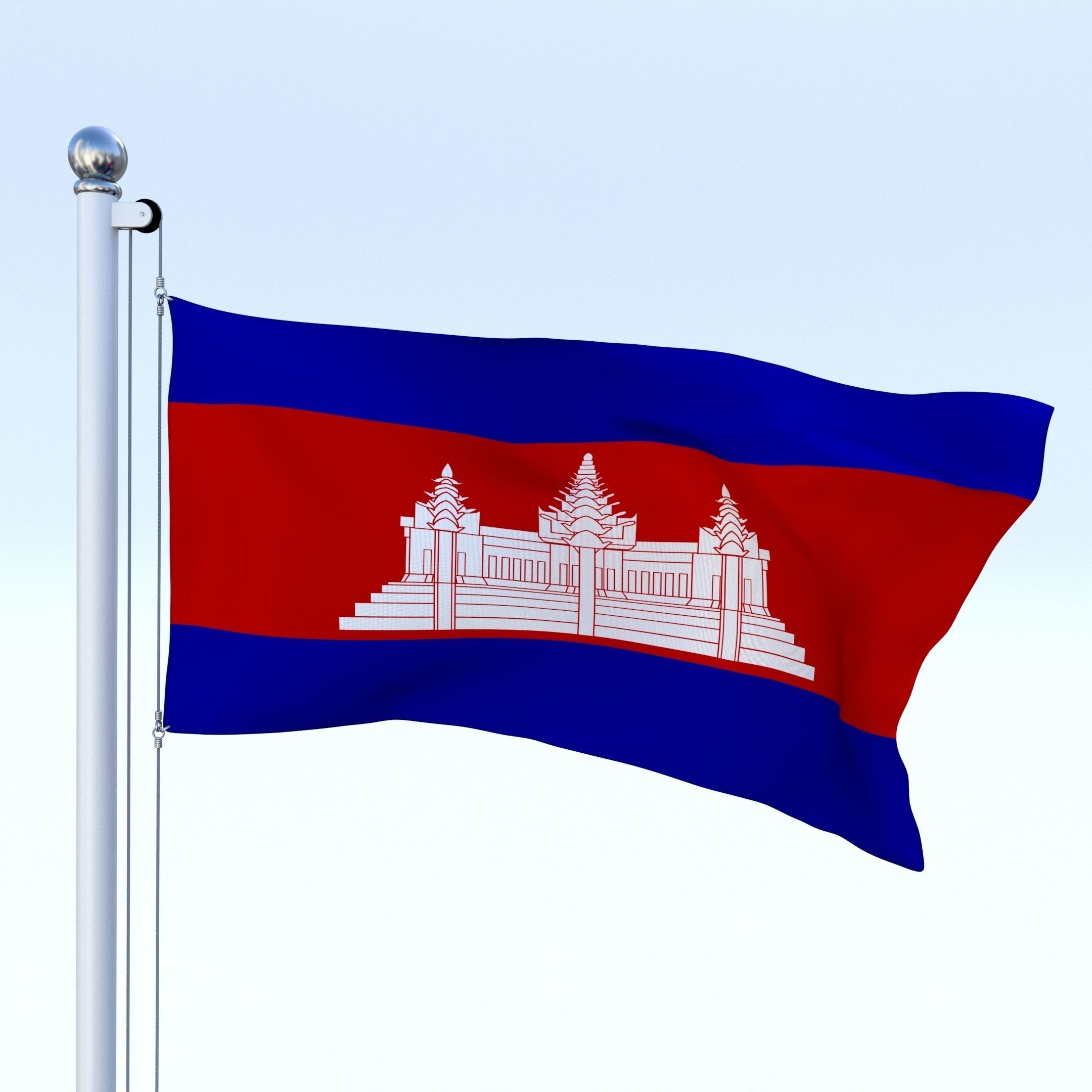 Animated Cambodia Flag Low-poly 3D model_1