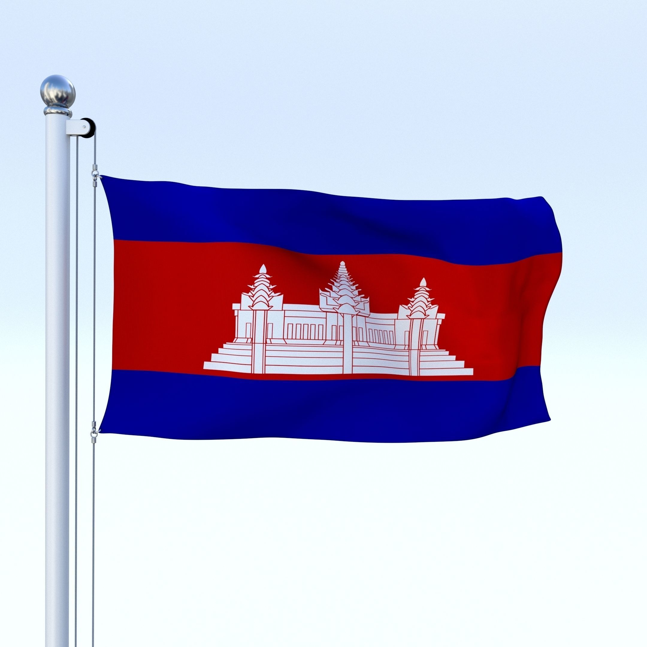 Animated Cambodia Flag Low-poly 3D model_11