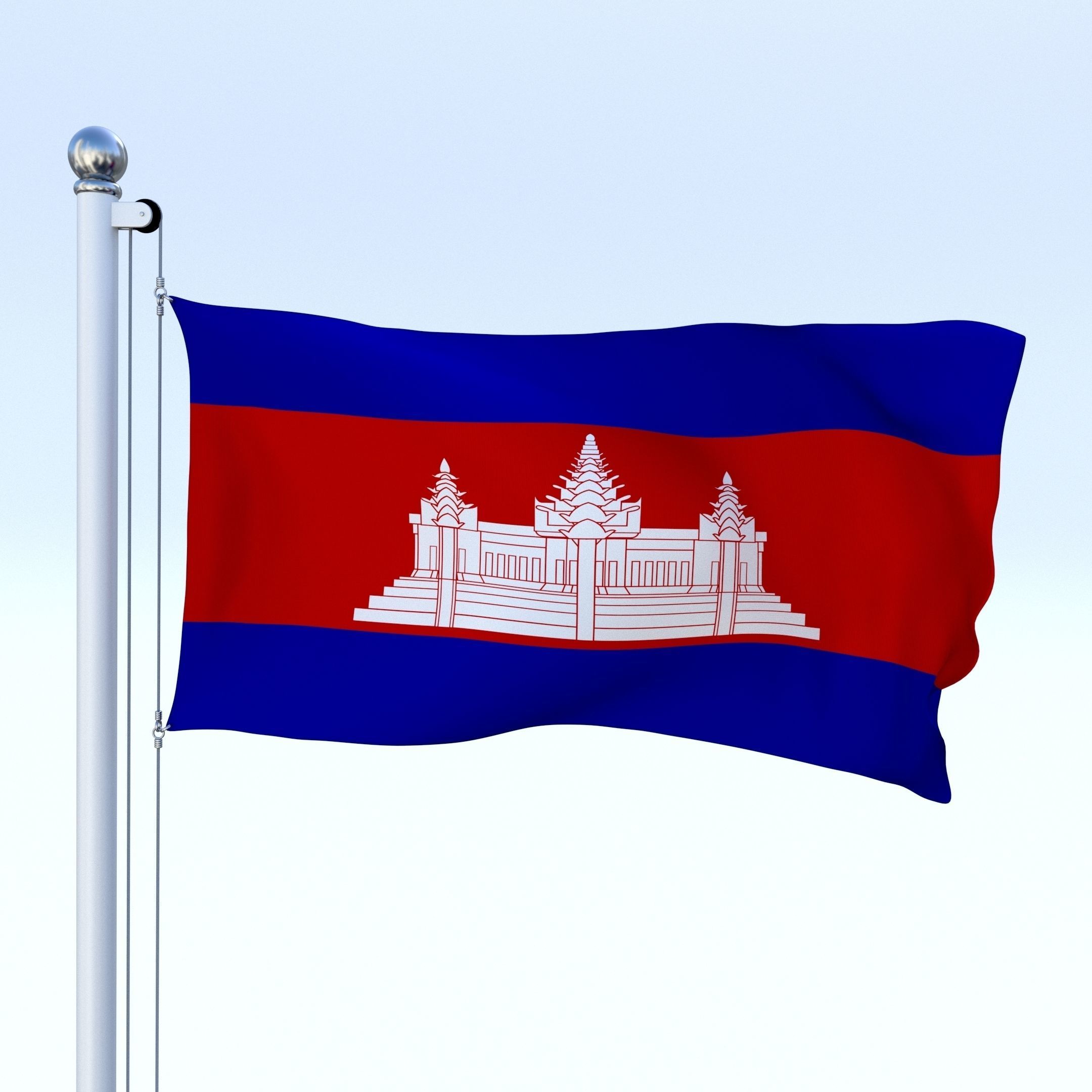 Animated Cambodia Flag Low-poly 3D model_18