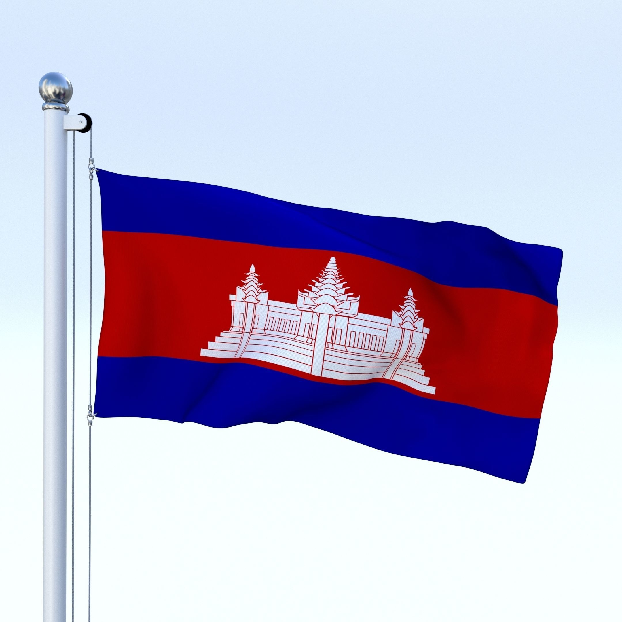 Animated Cambodia Flag Low-poly 3D model_2
