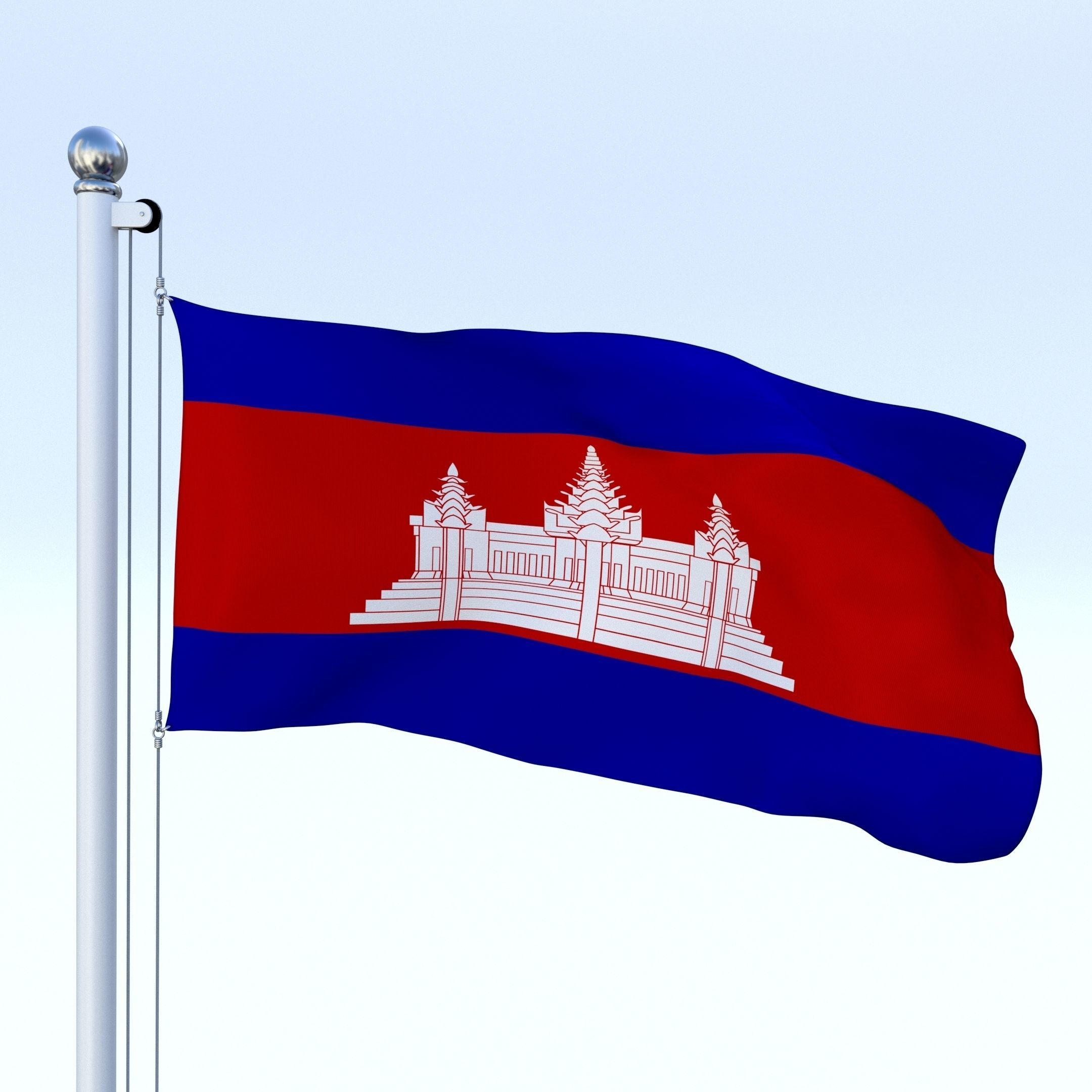 Animated Cambodia Flag Low-poly 3D model_25