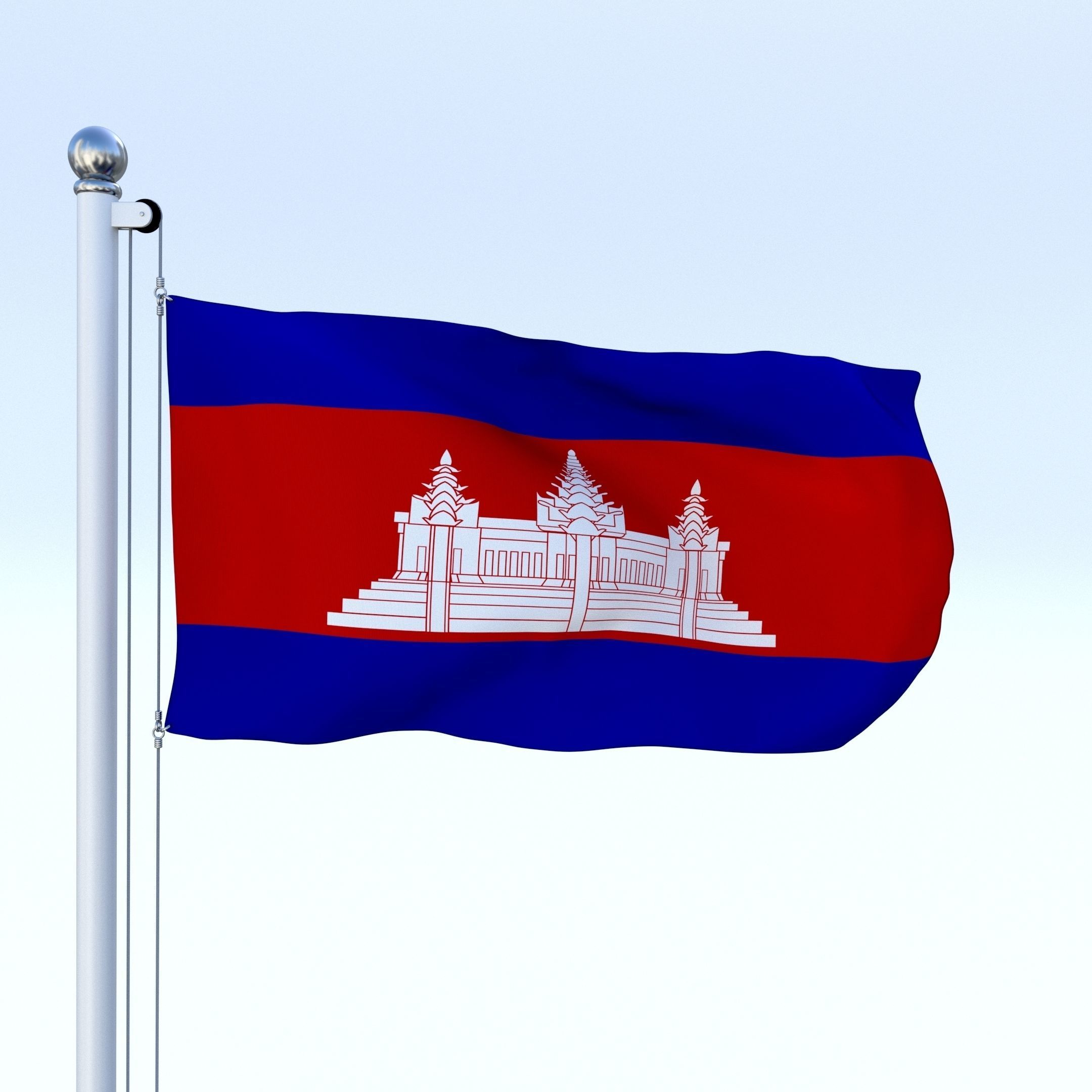 Animated Cambodia Flag Low-poly 3D model_10