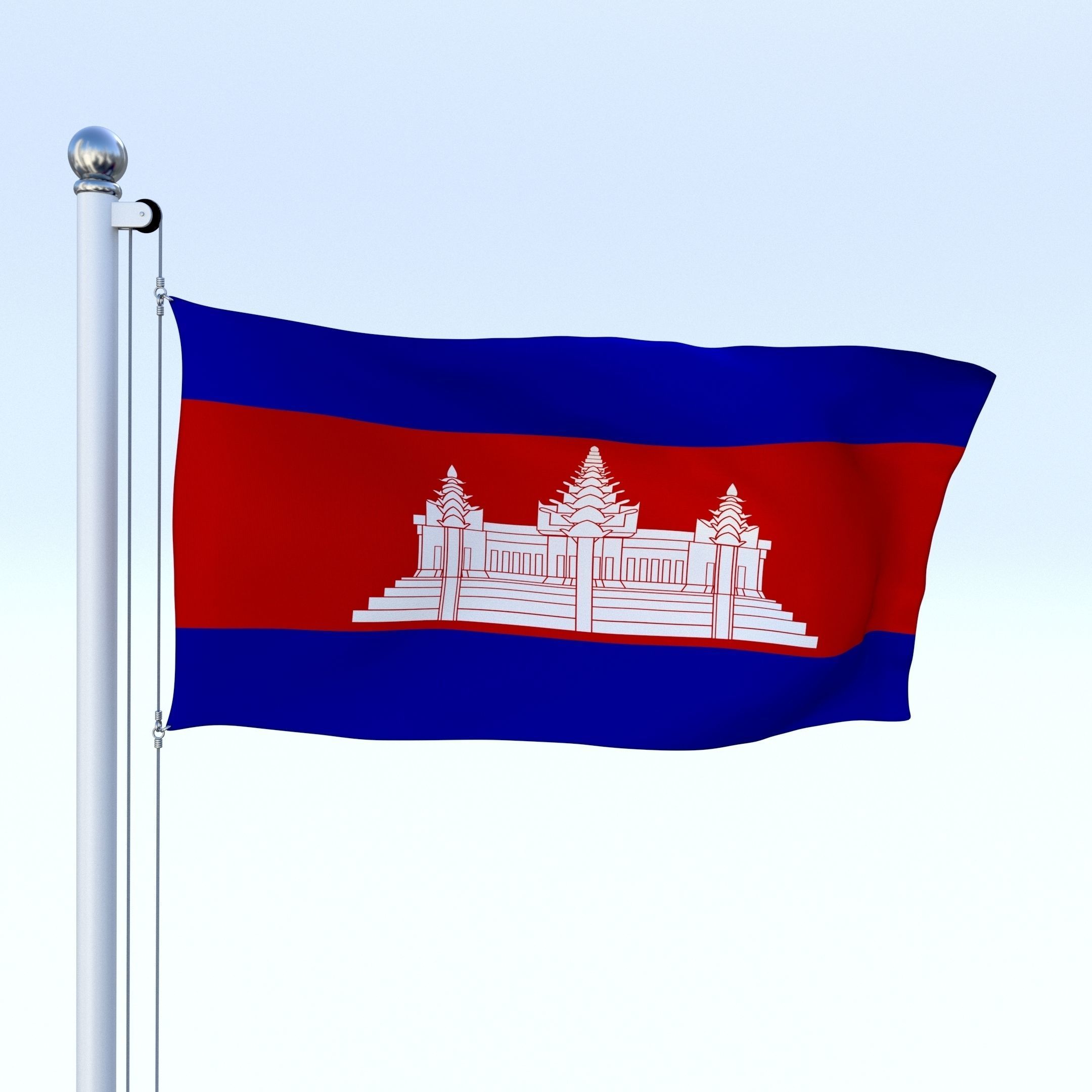 Animated Cambodia Flag Low-poly 3D model_12