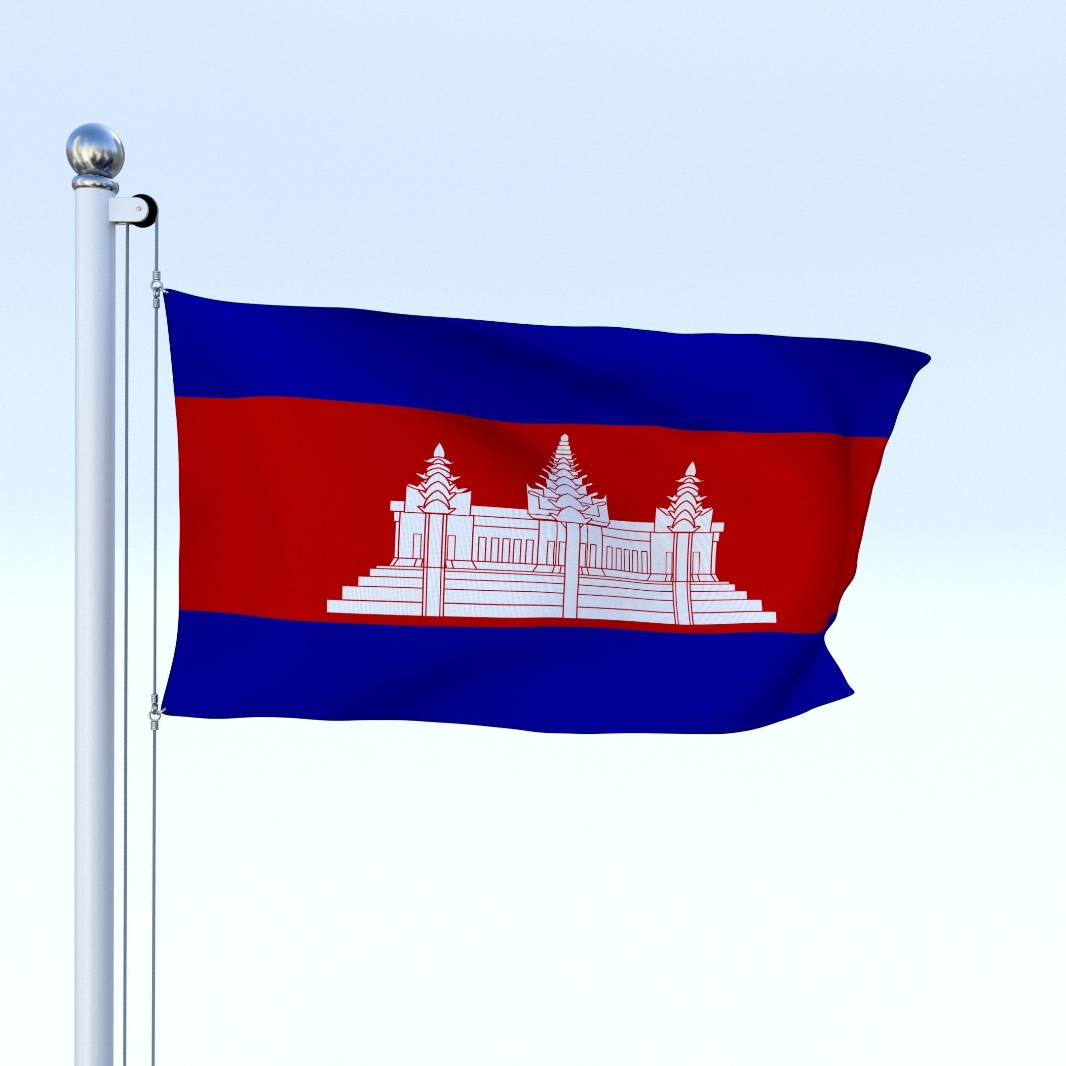Animated Cambodia Flag Low-poly 3D model_4