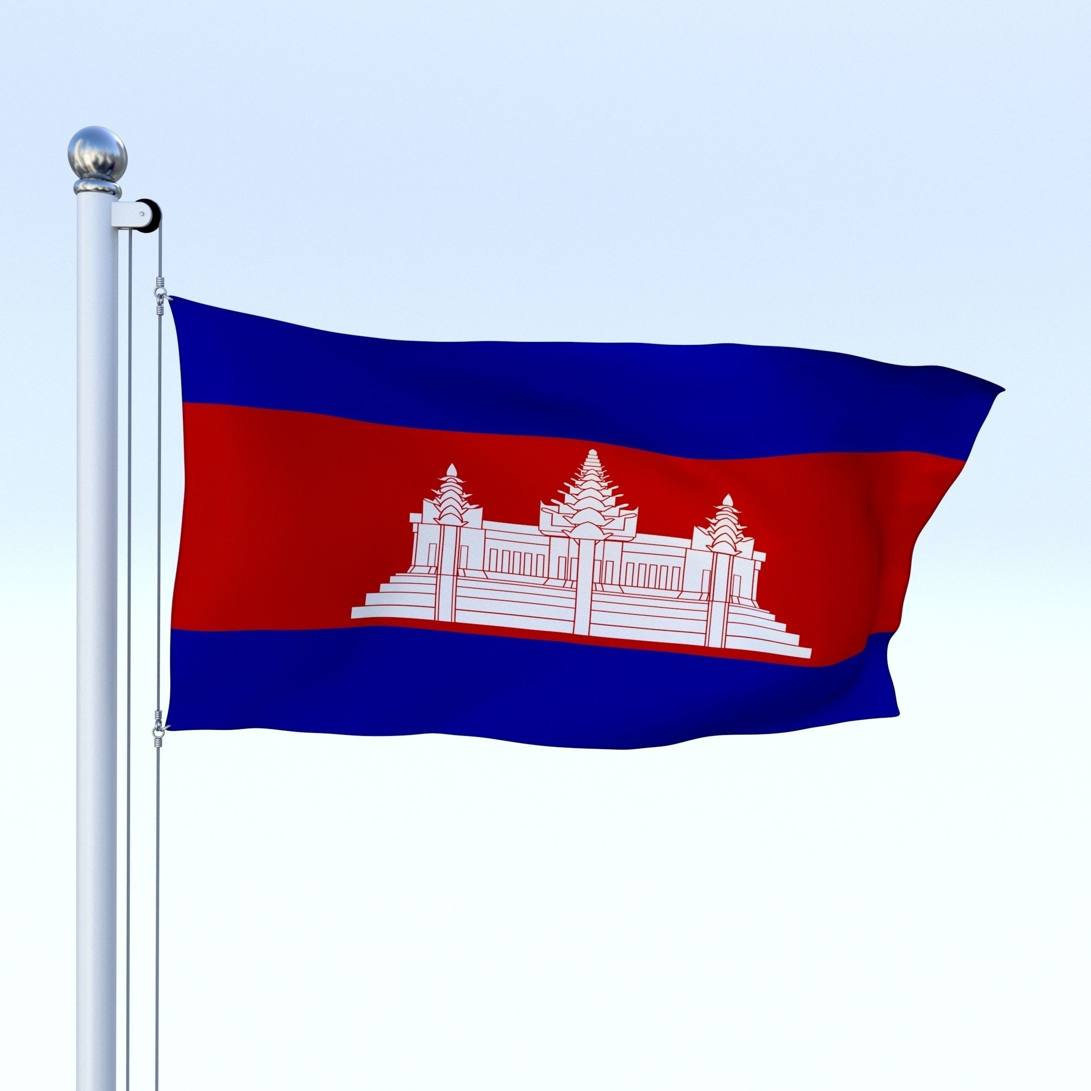 Animated Cambodia Flag Low-poly 3D model_5