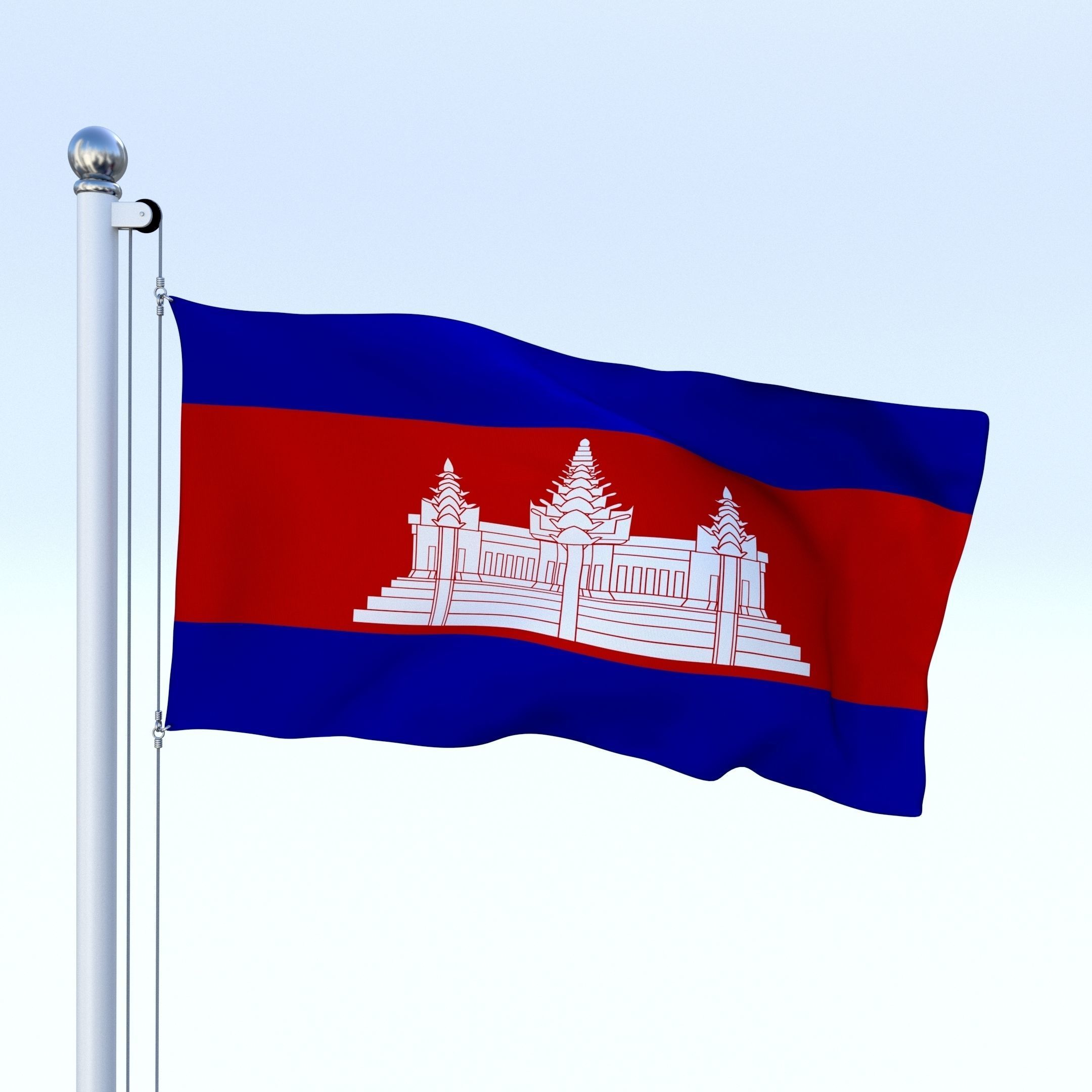 Animated Cambodia Flag Low-poly 3D model_24