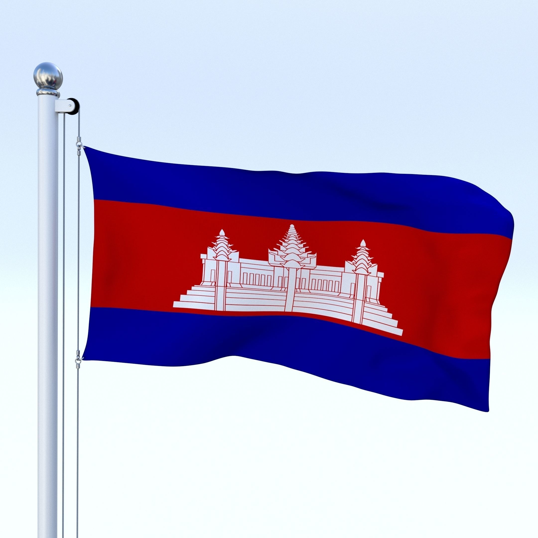 Animated Cambodia Flag Low-poly 3D model_6