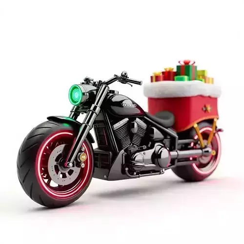 Cyberpunk Santa Bike 3D Model Futuristic Sleigh