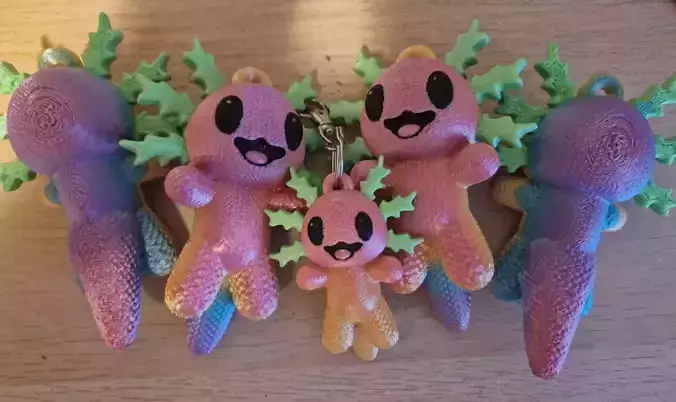 Knitted cute Axolotl Keyring