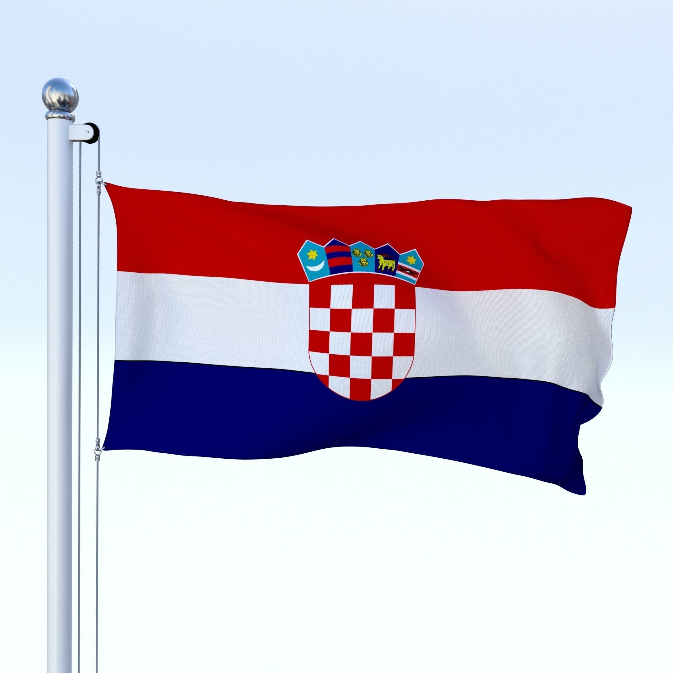 Animated Croatia Flag Low-poly 3D model_11