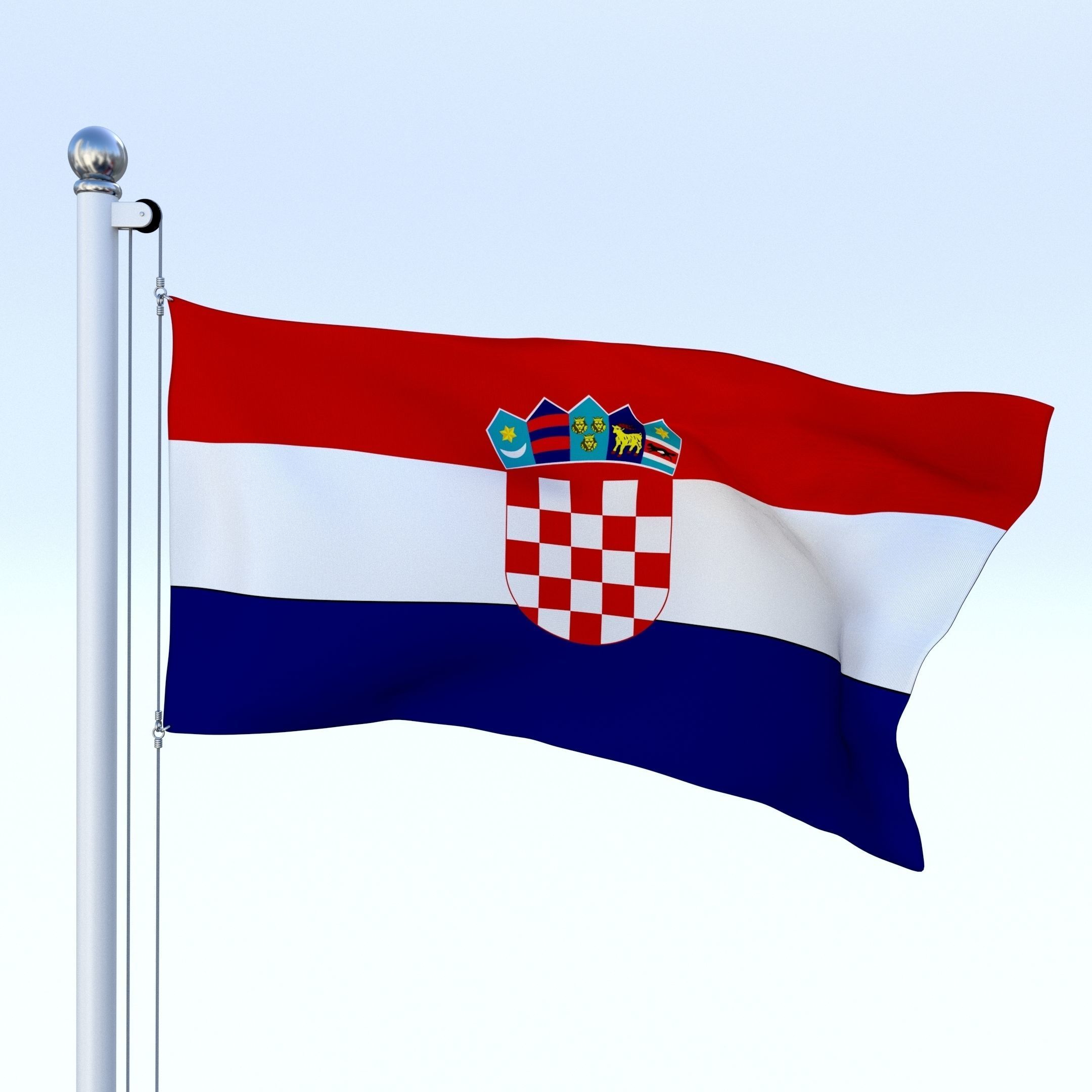 Animated Croatia Flag Low-poly 3D model_3