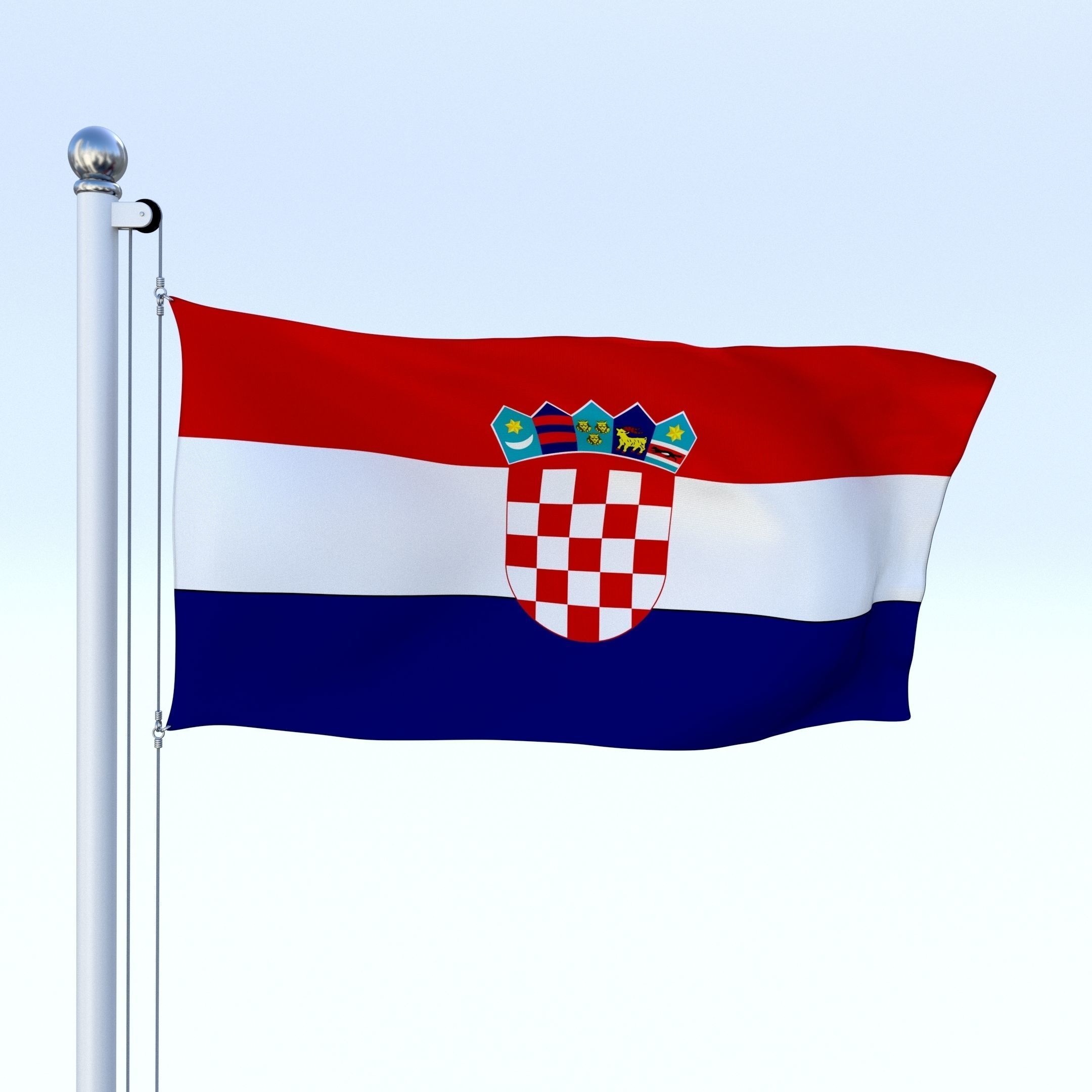 Animated Croatia Flag Low-poly 3D model_20
