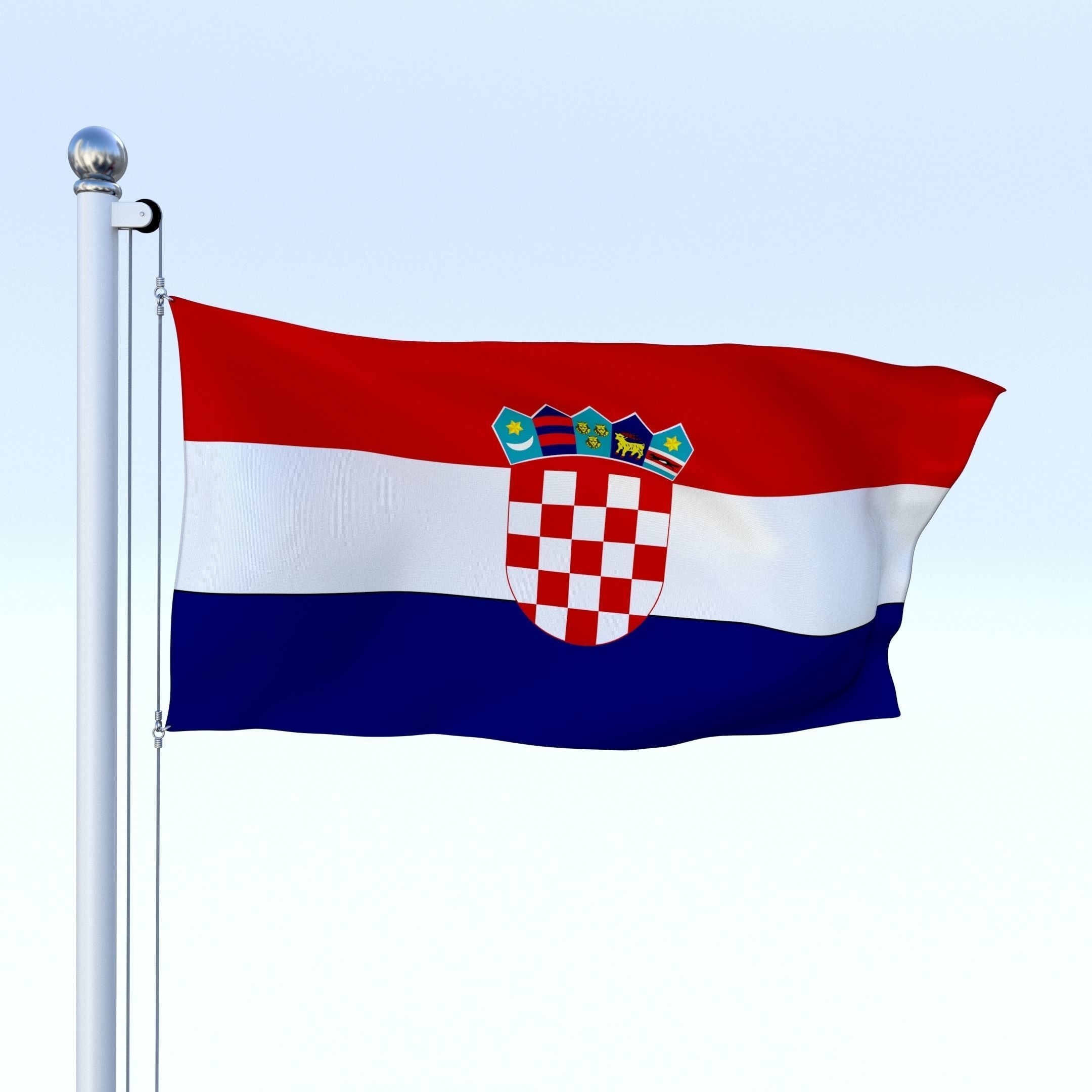 Animated Croatia Flag Low-poly 3D model_1