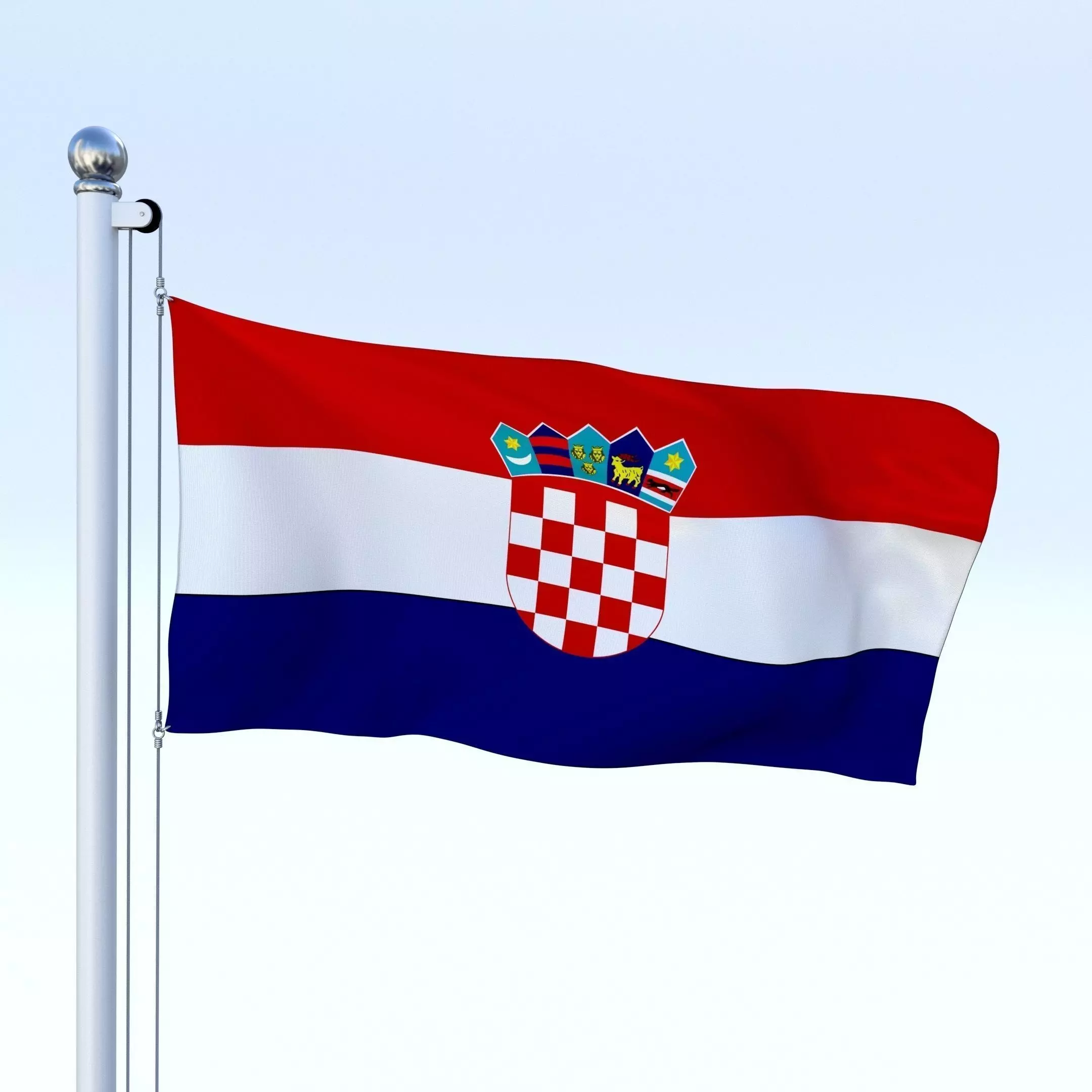 Animated Croatia Flag Low-poly 3D model_0