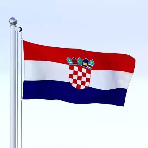 Animated Croatia Flag Low-poly 3D model