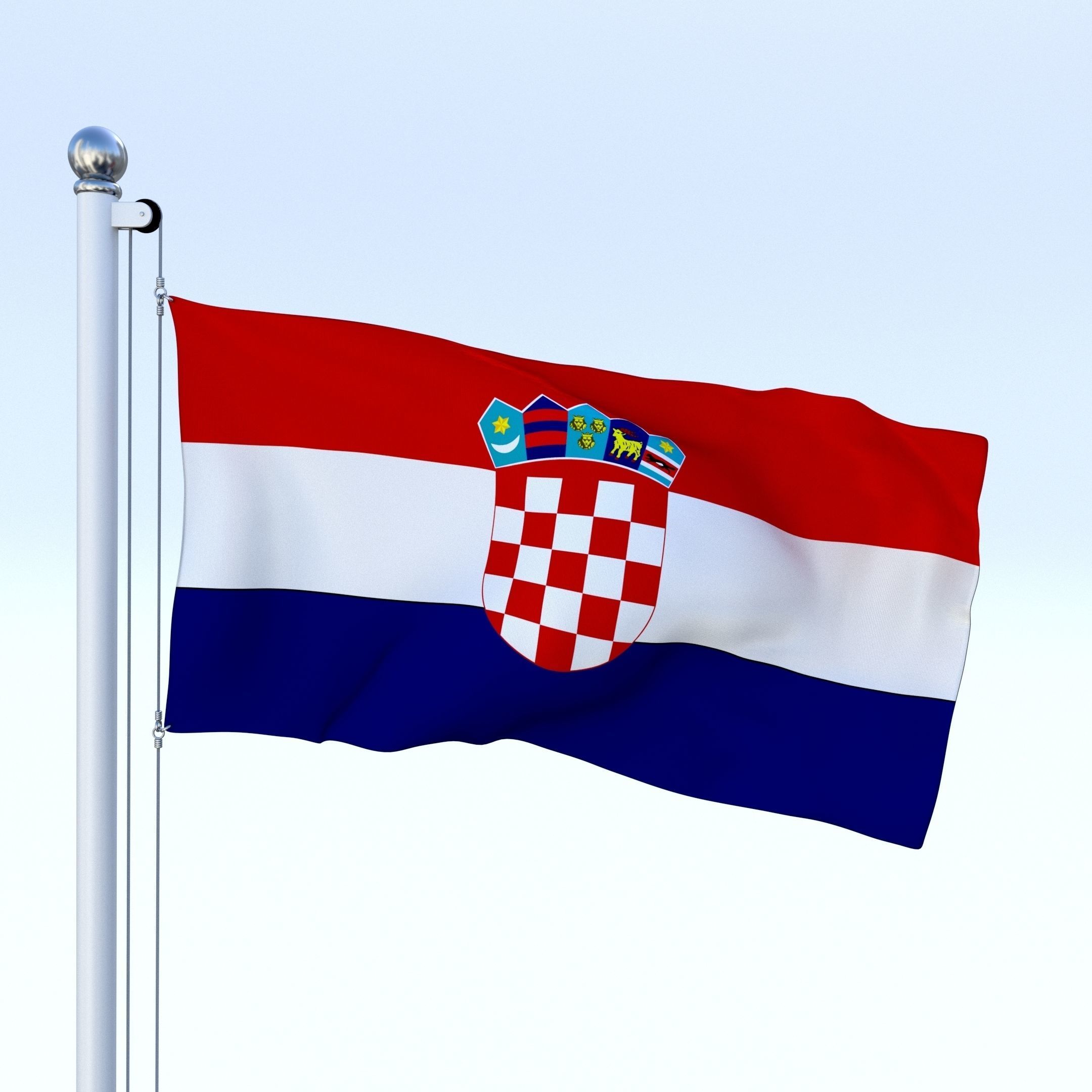 Animated Croatia Flag Low-poly 3D model_4