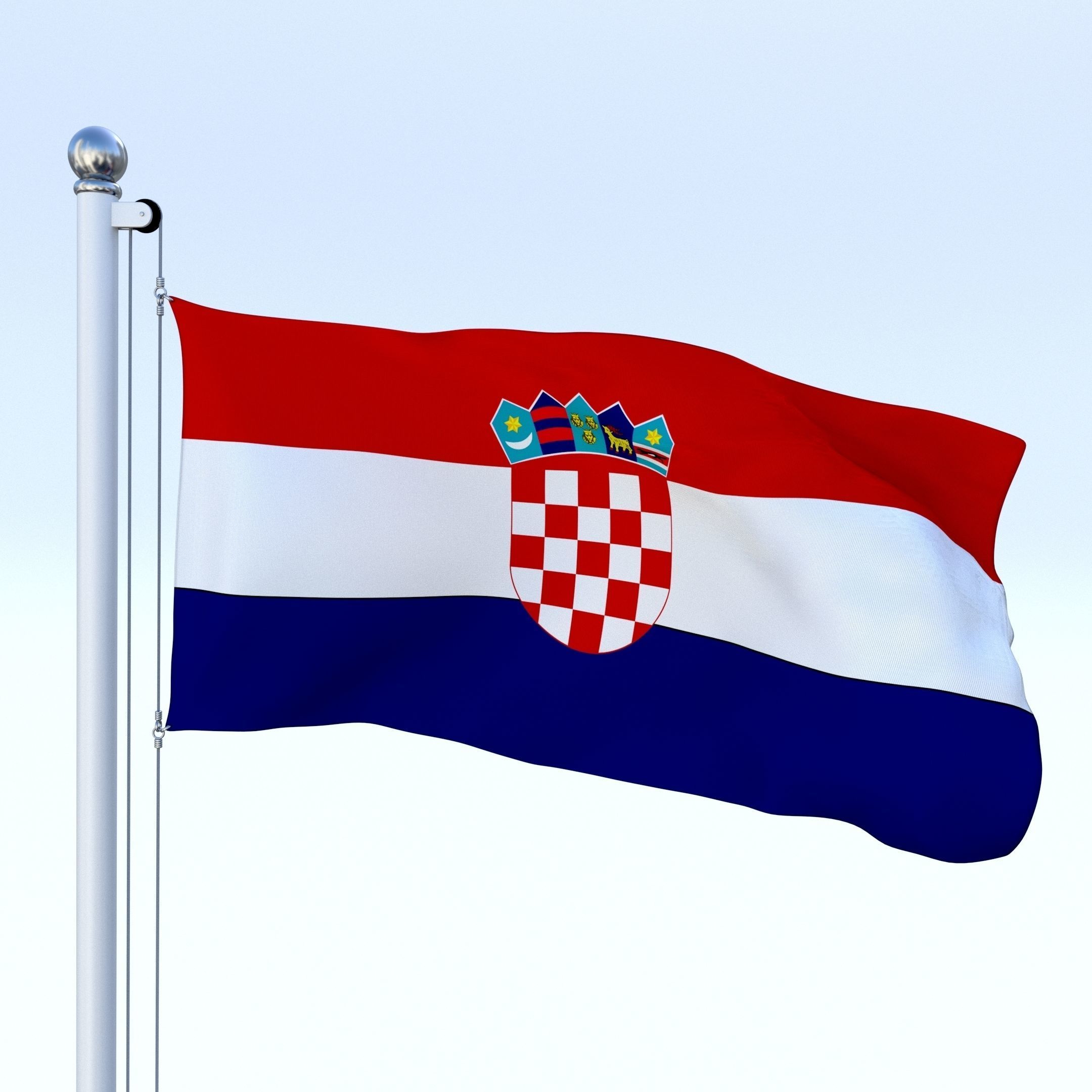 Animated Croatia Flag Low-poly 3D model_17