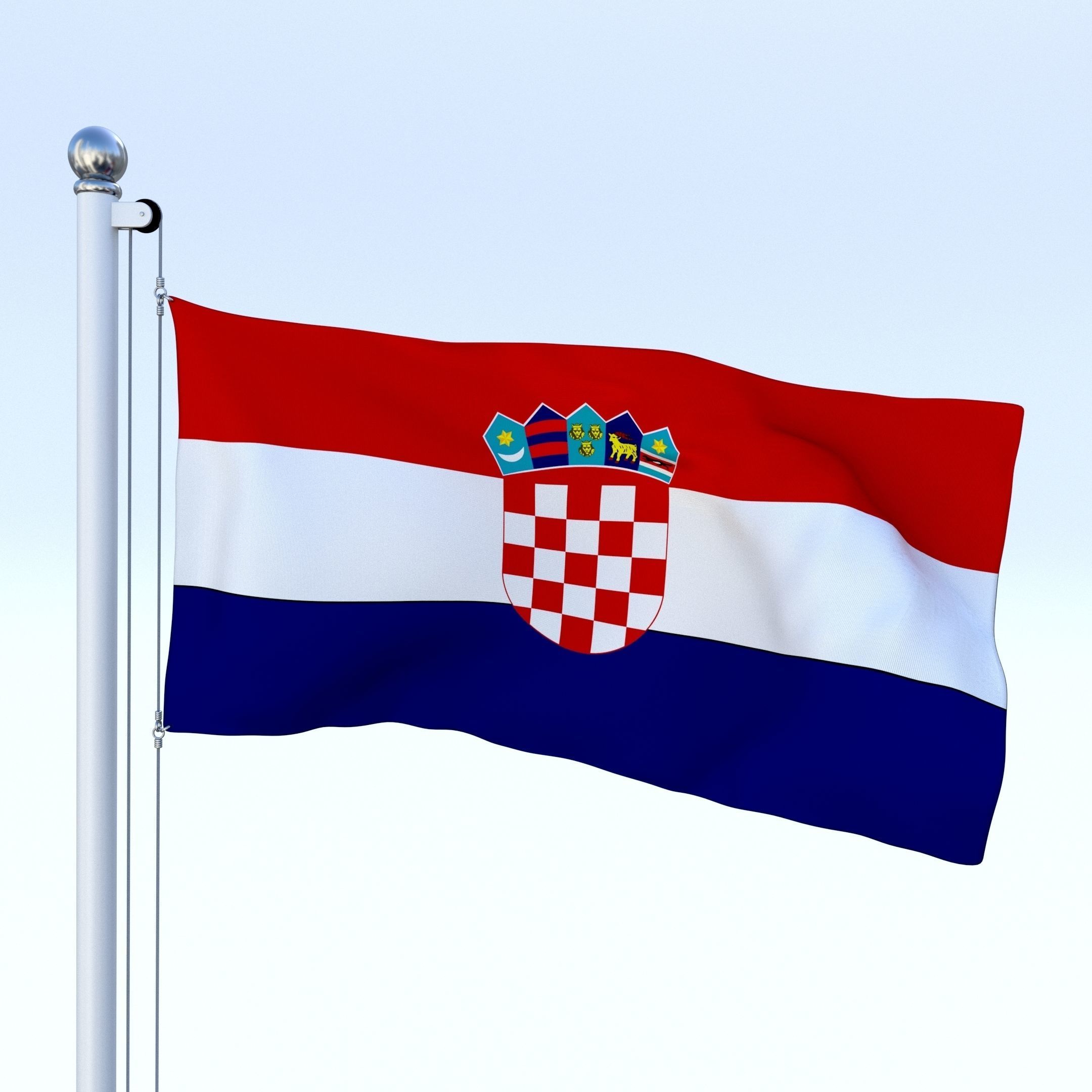 Animated Croatia Flag Low-poly 3D model_26