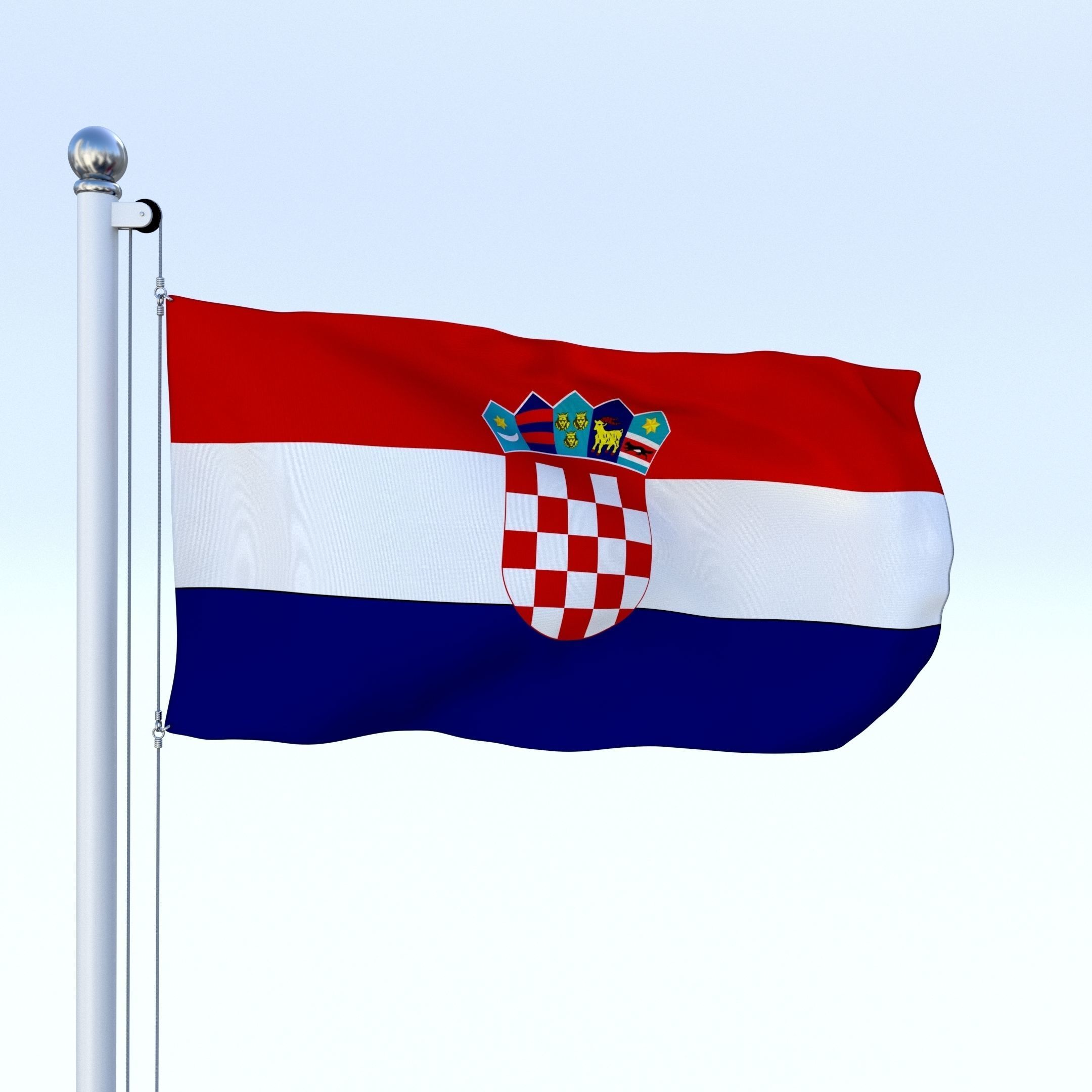 Animated Croatia Flag Low-poly 3D model_25