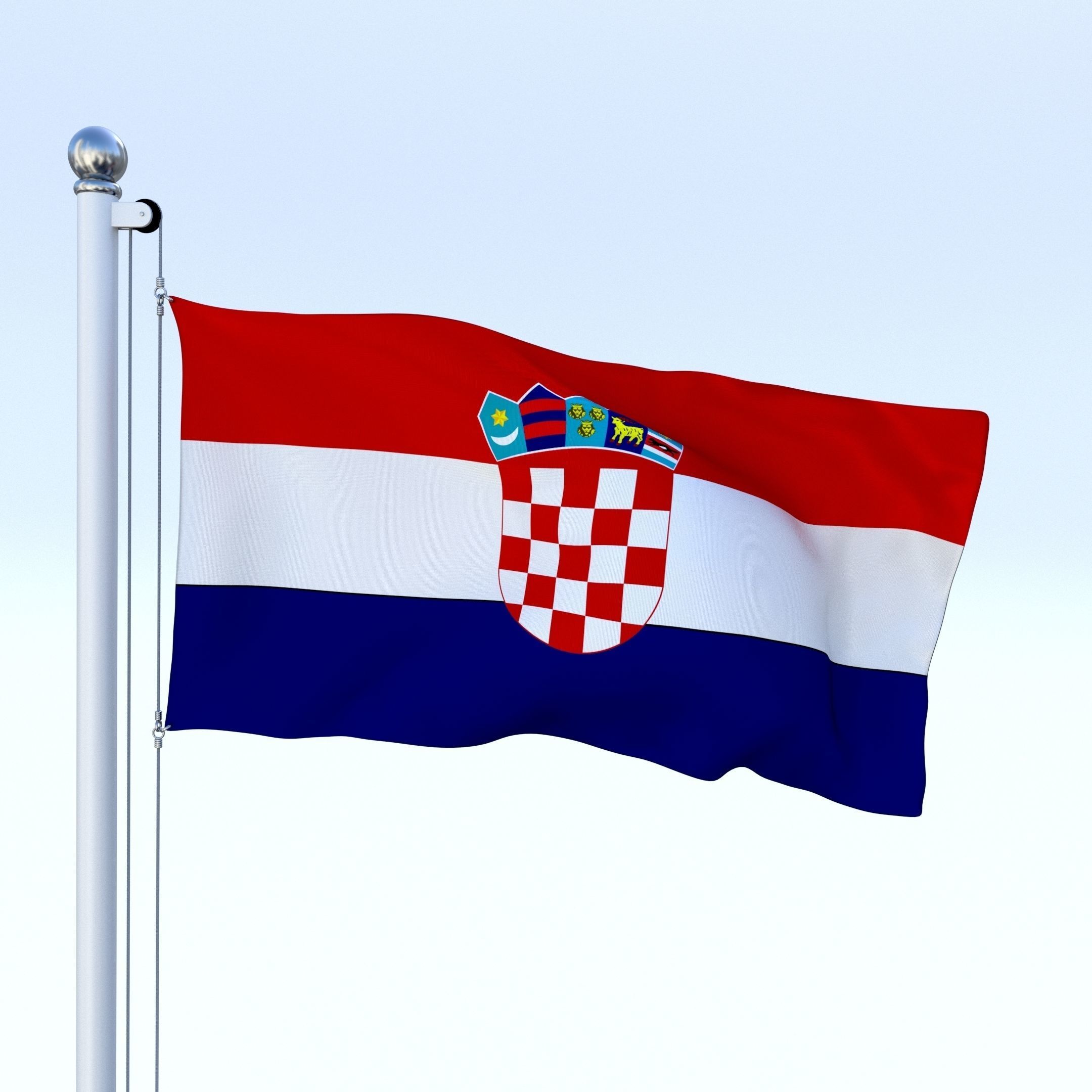 Animated Croatia Flag Low-poly 3D model_19