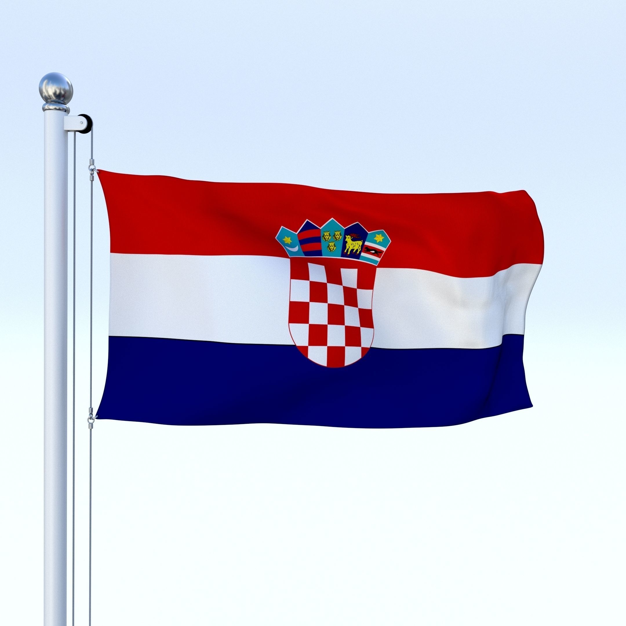 Animated Croatia Flag Low-poly 3D model_9