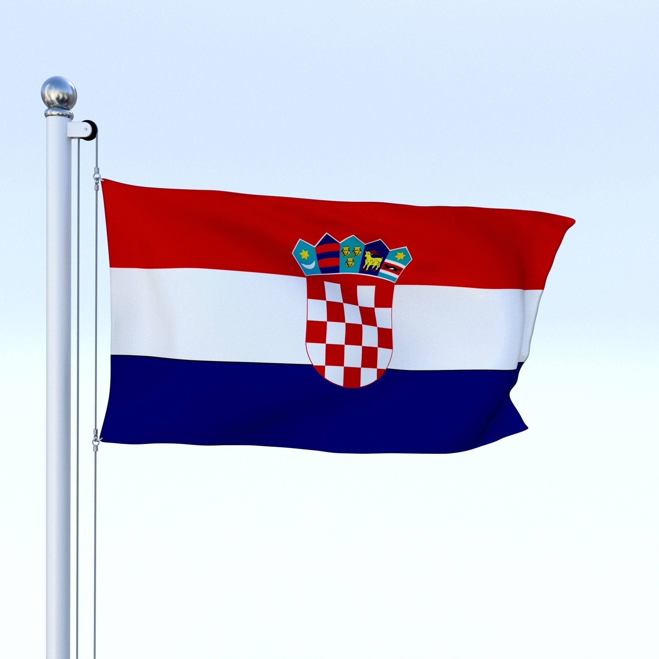 Animated Croatia Flag Low-poly 3D model_2