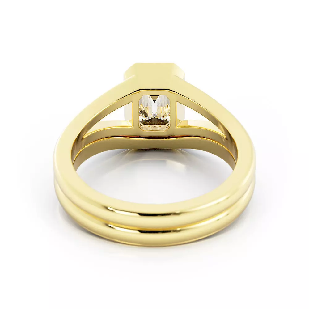 Emerald Cut Split Shank Ring and Set with Curved Jacket Both 3dm 3D print model_6