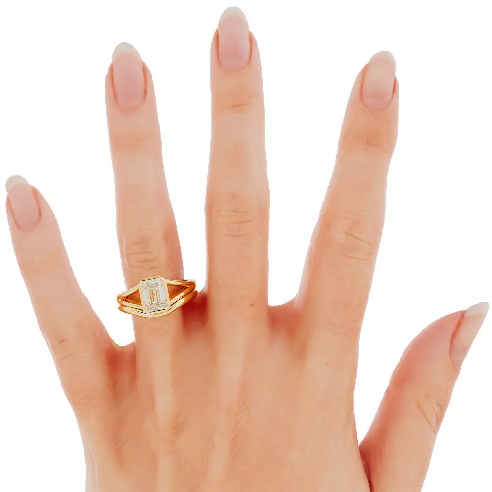 Emerald Cut Split Shank Ring and Set with Curved Jacket Both 3dm 3D print model_5