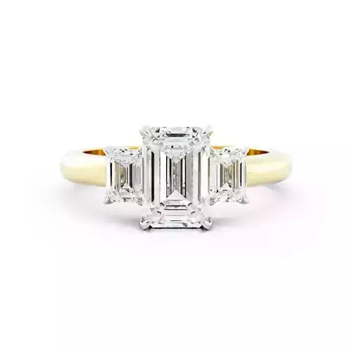 Three Stone Emerald Cut Engagement Ring 3Dm With Rendering