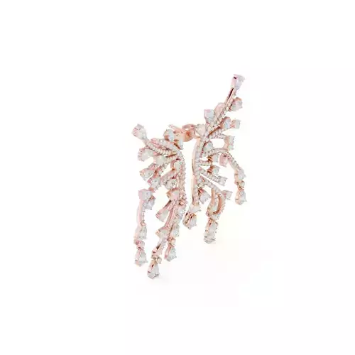 Party Wear Diamond earrings stl renders amination details